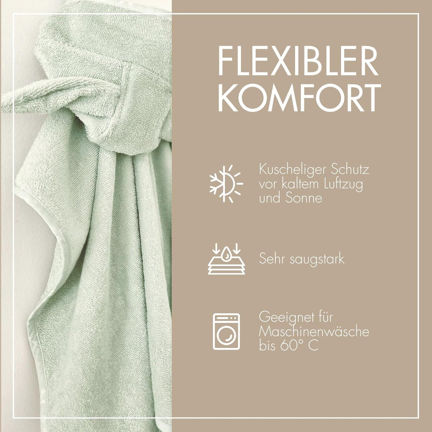 Badeponcho mit Hasenohren für Kinder, Mint Hasenohren