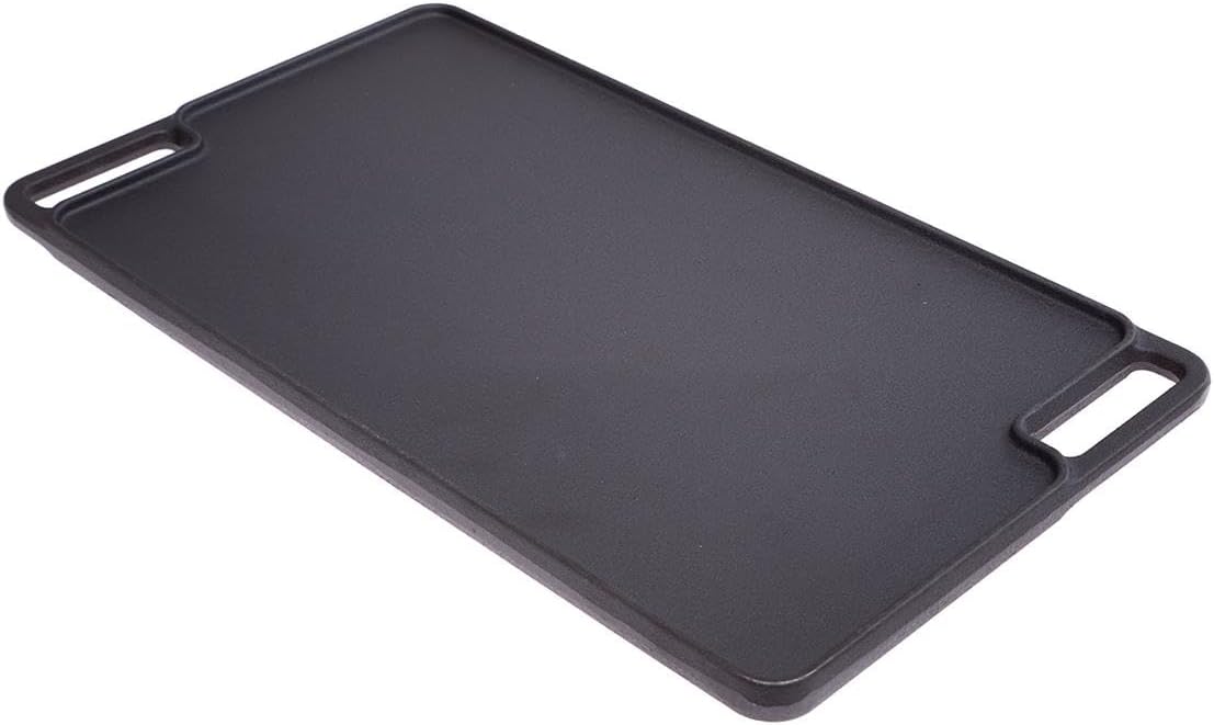 Wendbare Grillplatte, 46x26 cm, Grillplatte aus Gusseisen