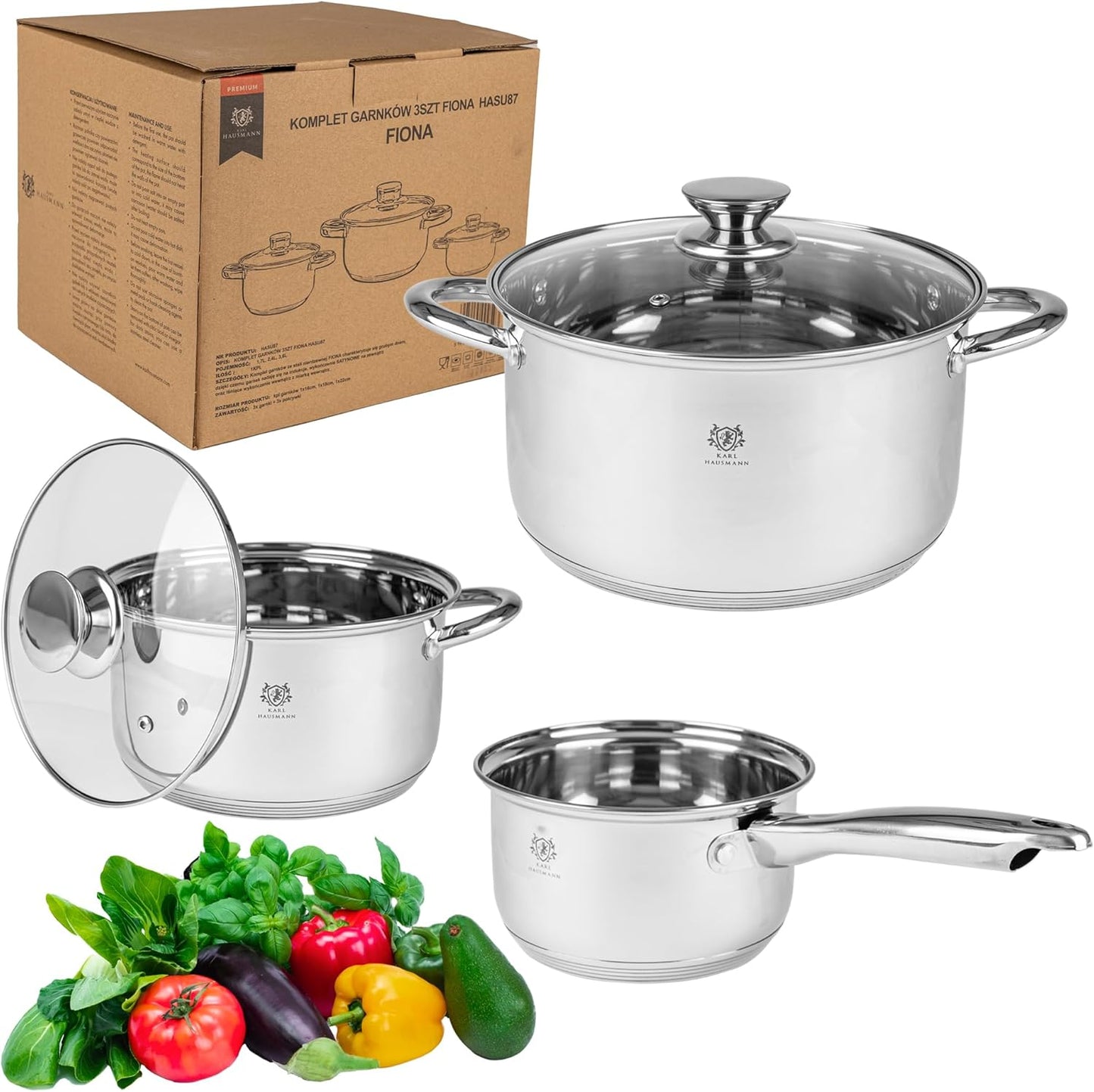 Topfset Induktion Edelstahl (3-teilig) mit Messskala