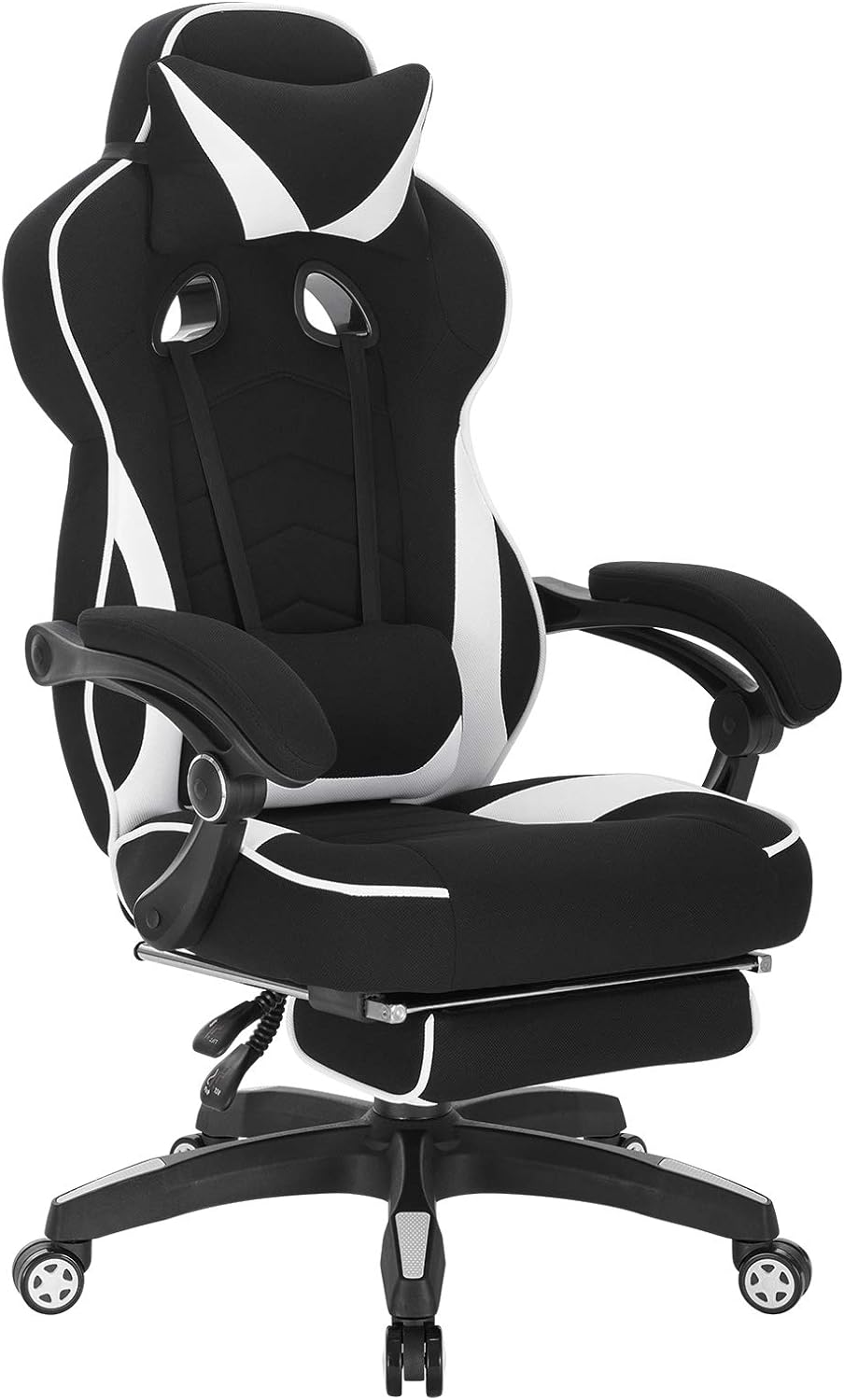 Gaming PC-Stuhl, Weiss ; Elastischer Stoff