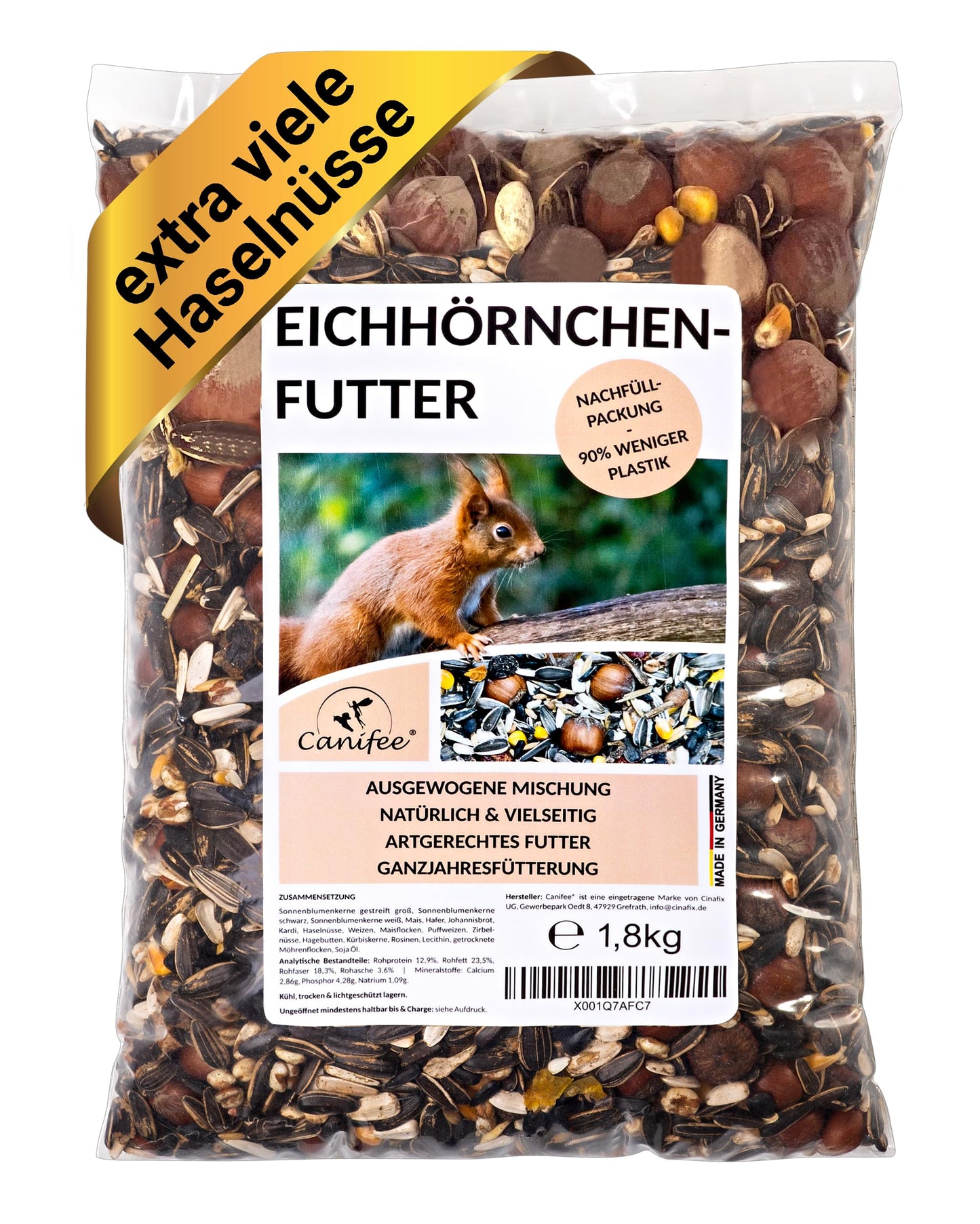 Eichhörnchenfutter, 1.8 kg, Nachfüllbeutel 1.8 kg