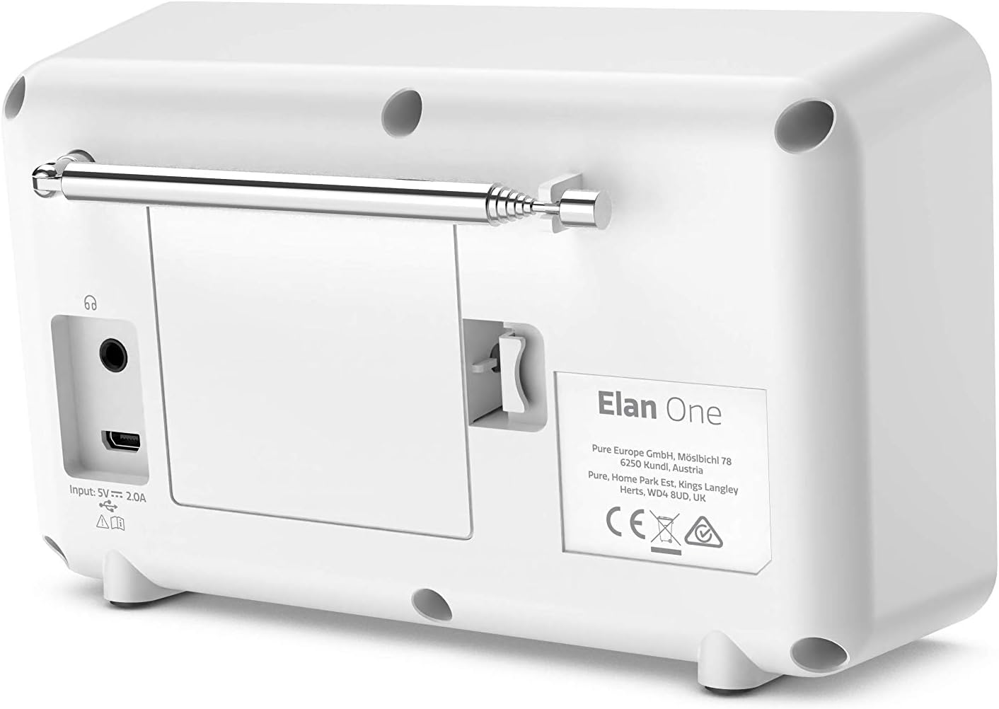 Tragbares DAB+ Radio mit Bluetooth und Display, Weiss Elan One