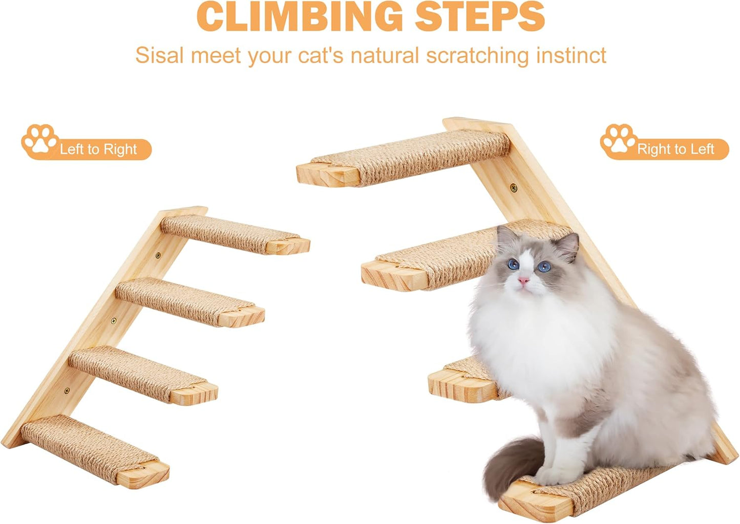 Kletterwand-Set für Katzen, 2PC Vier Stufen + 2PC Katze Wandregal