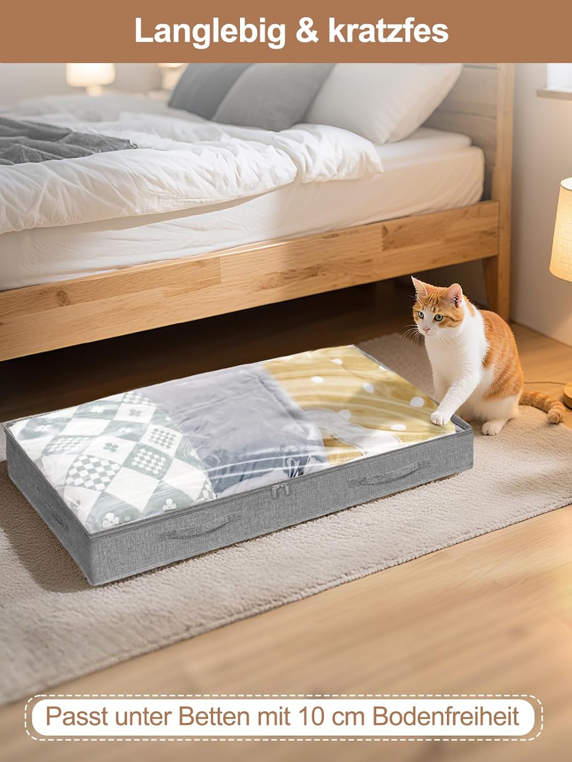 Ultraflache Unterbett-Aufbewahrungbox, 2 Stück, 2pcs-grau