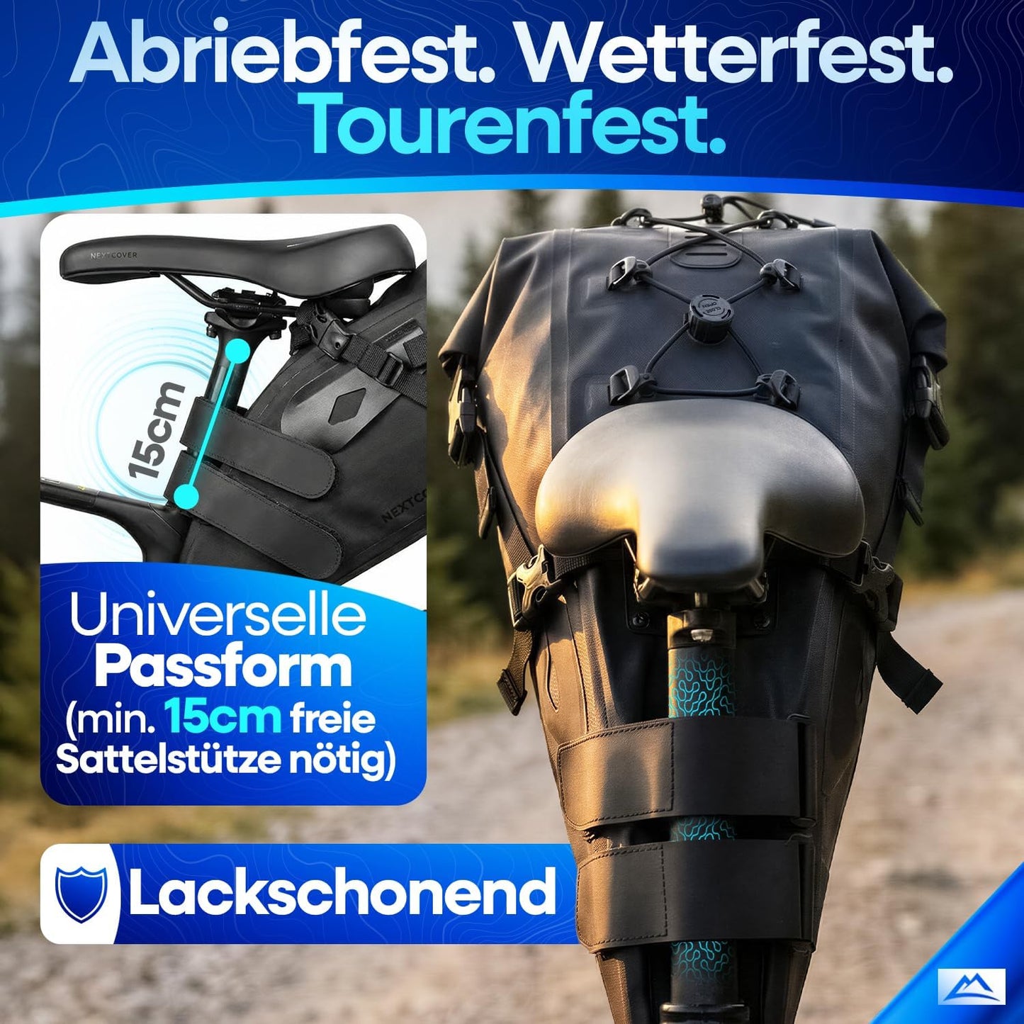 Bikepacking Satteltasche, Schwarz