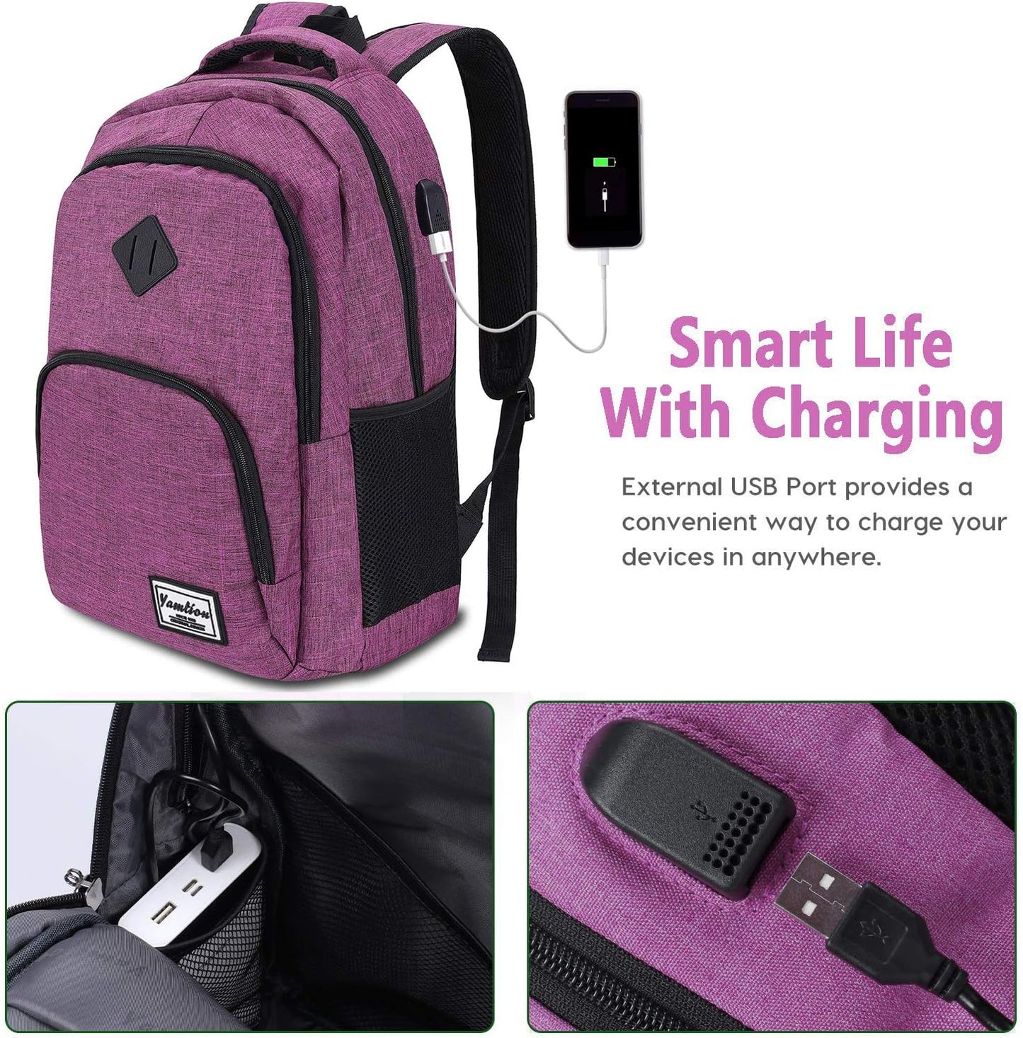 Schulrucksack mit Laptopfach, 15.6" Lila