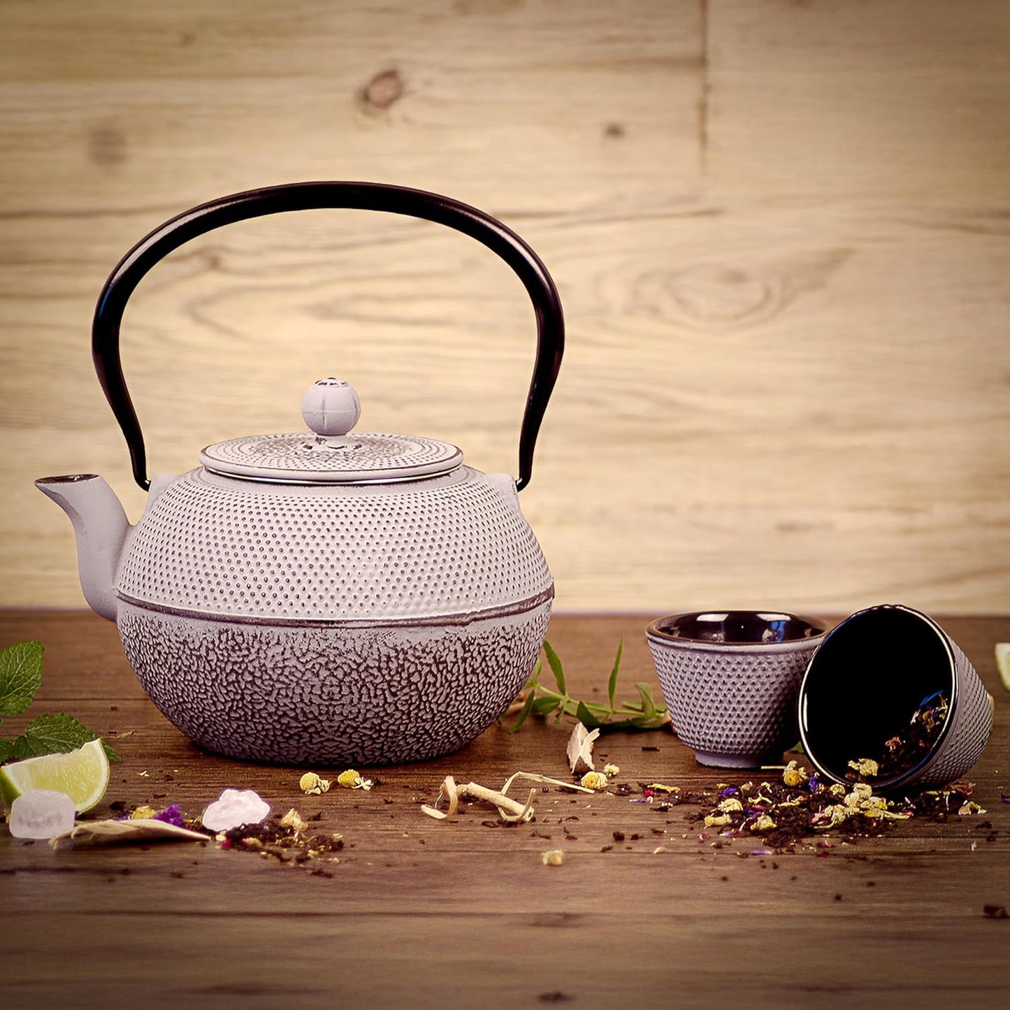 Teeservice mit Tasse, Sieb und Untersetzer, 1,1 L Grau