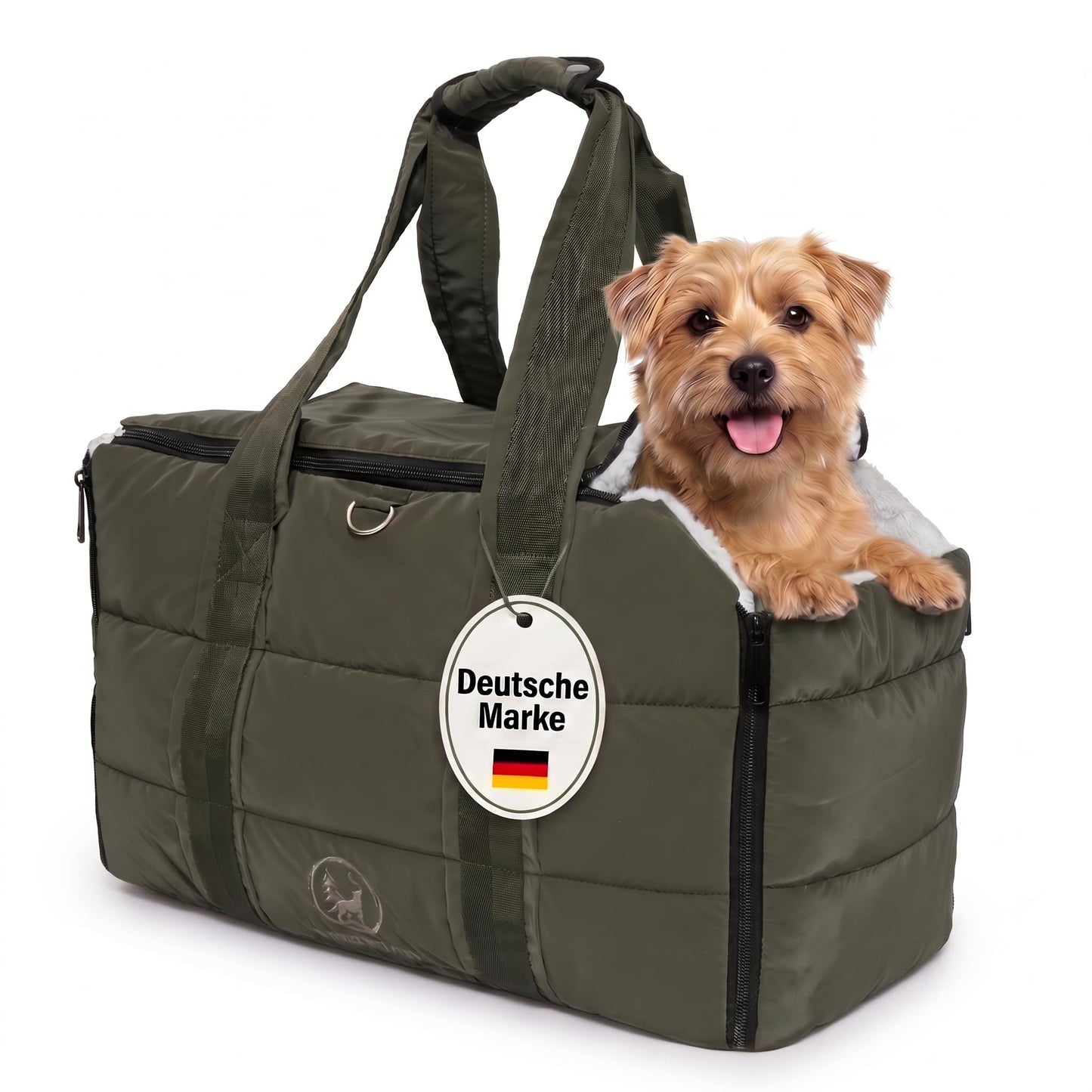 2-in-1 Hundetasche und Reisedecke, Olive Green
