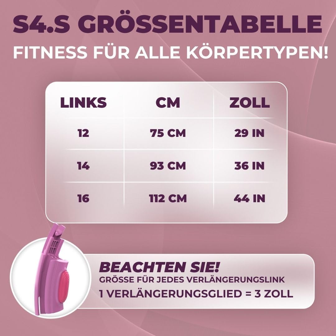 Smart Hula Hoop Reifen für Erwachsene mit Gewicht und Noppen, S4.S Lila-Pink