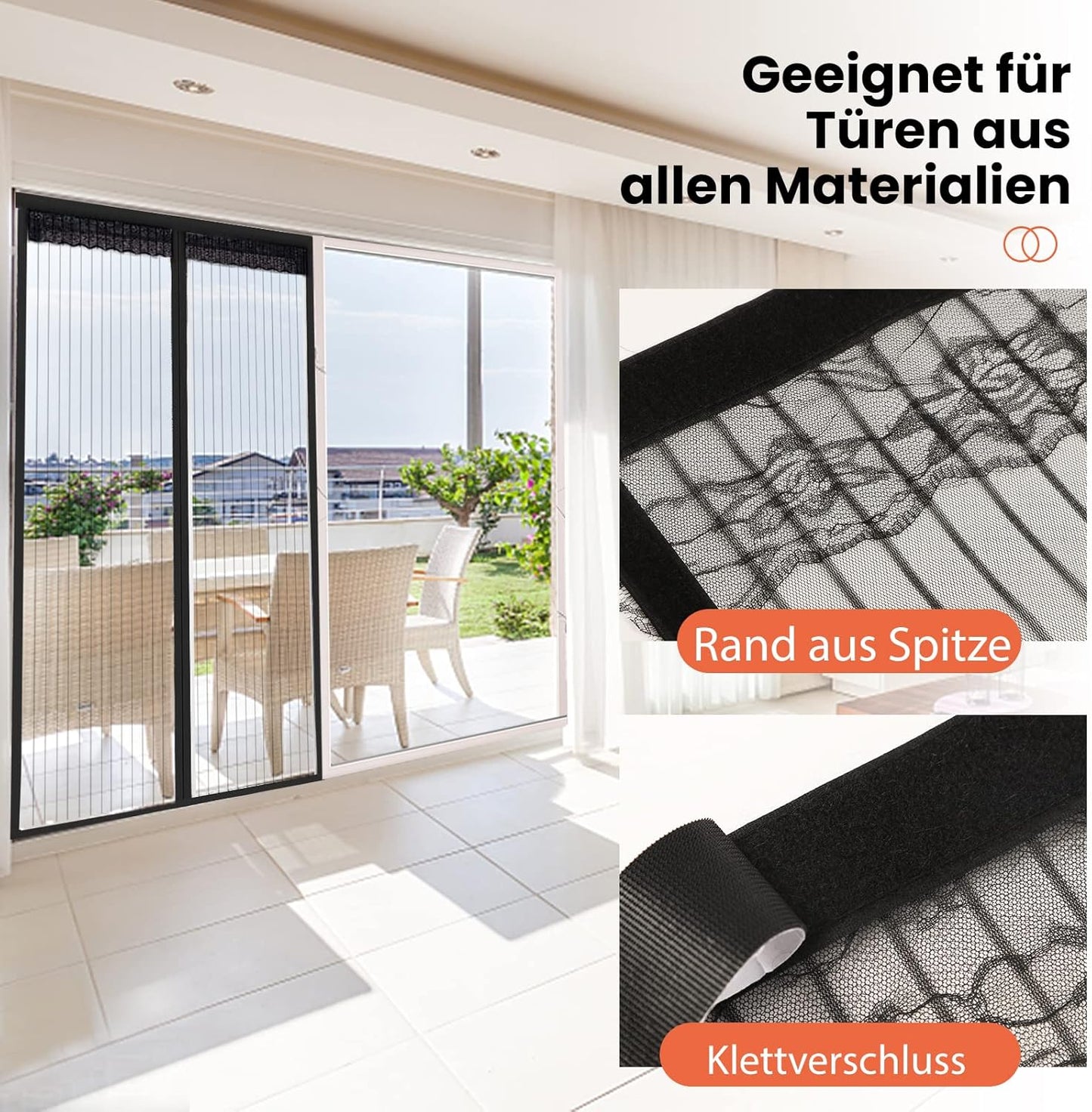 Magnetisches Fliegengitter, Schwarz 100x220cm