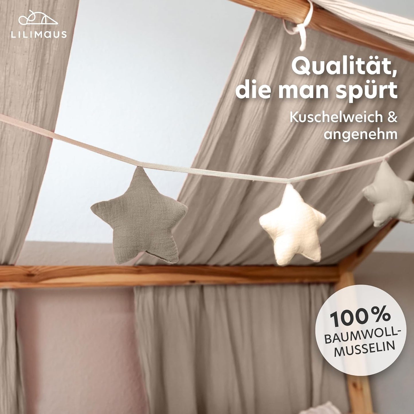 Sternenkette, Hellbeige & Creme Sterne ohne Goldapplikation