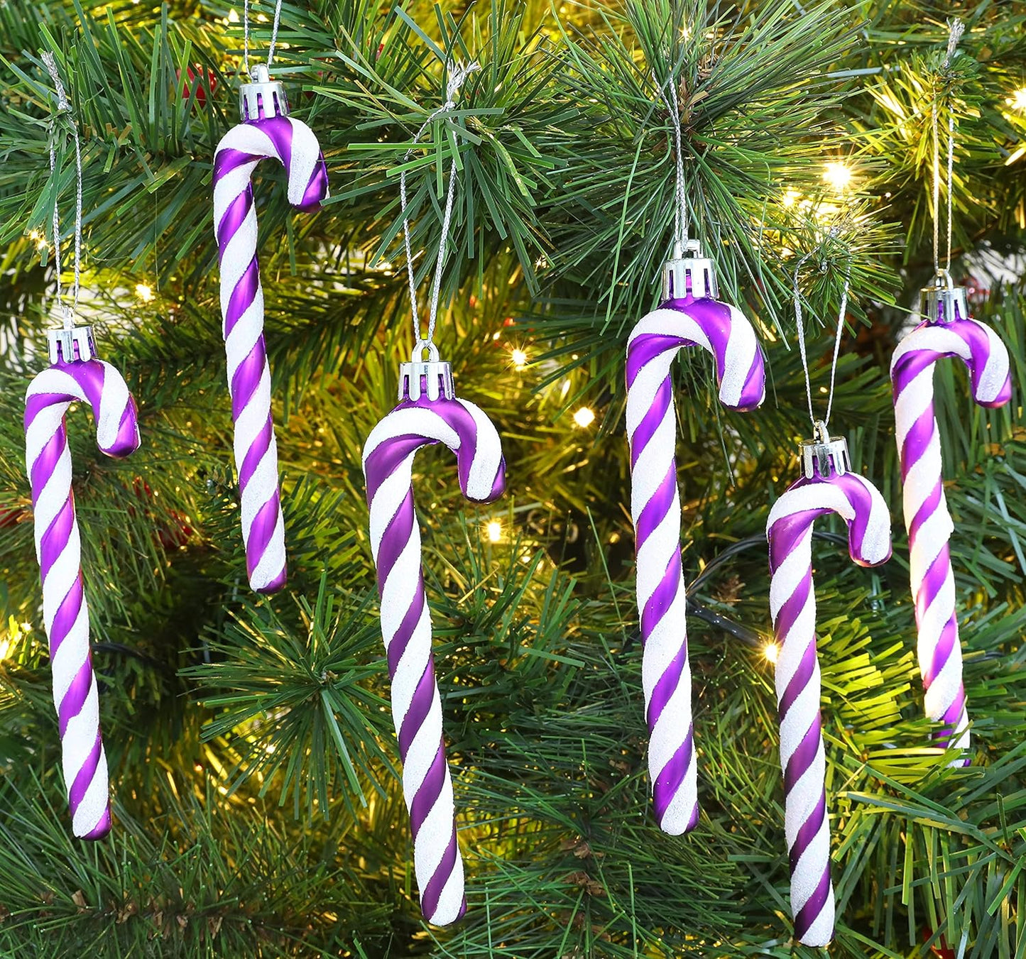Christbaumschmuck Zuckerstangen, Lila & Weiss