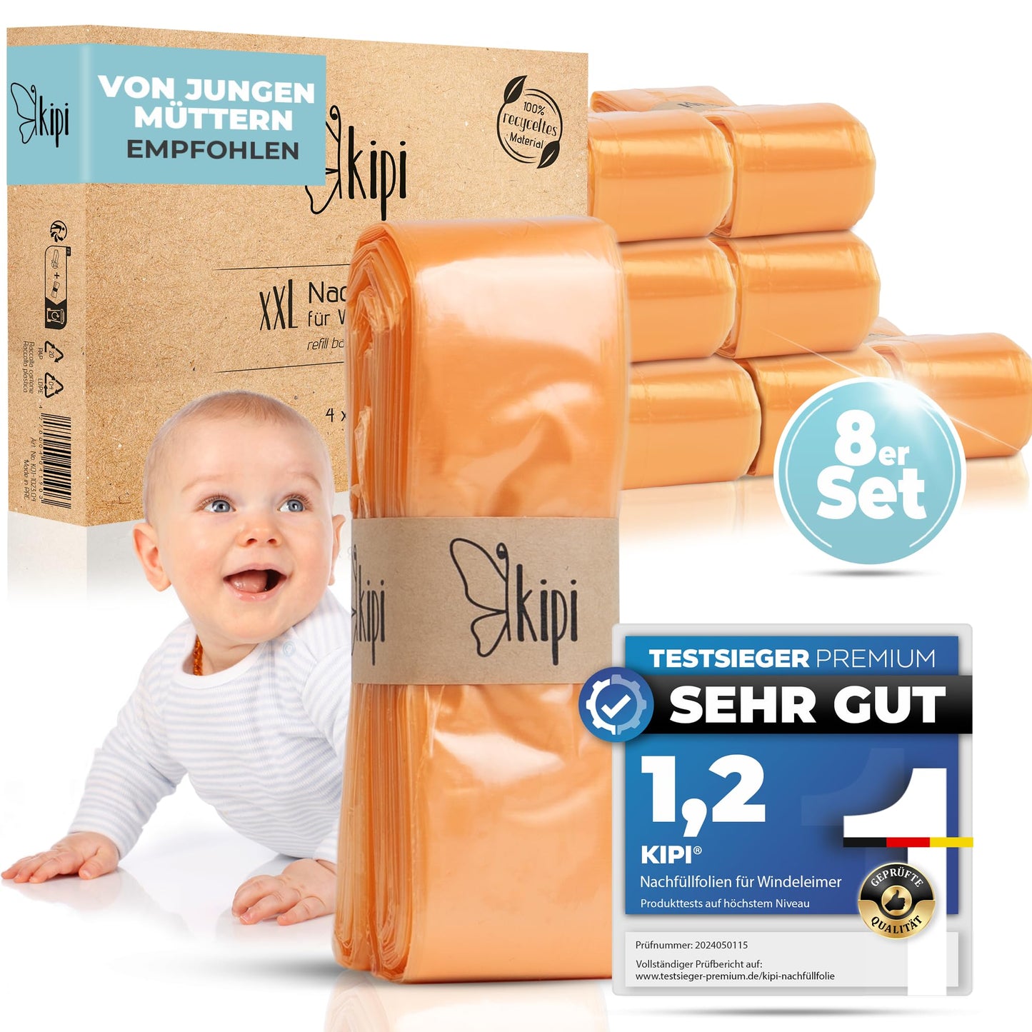 8 x Nachfüllfolie für Windeleimer, 8