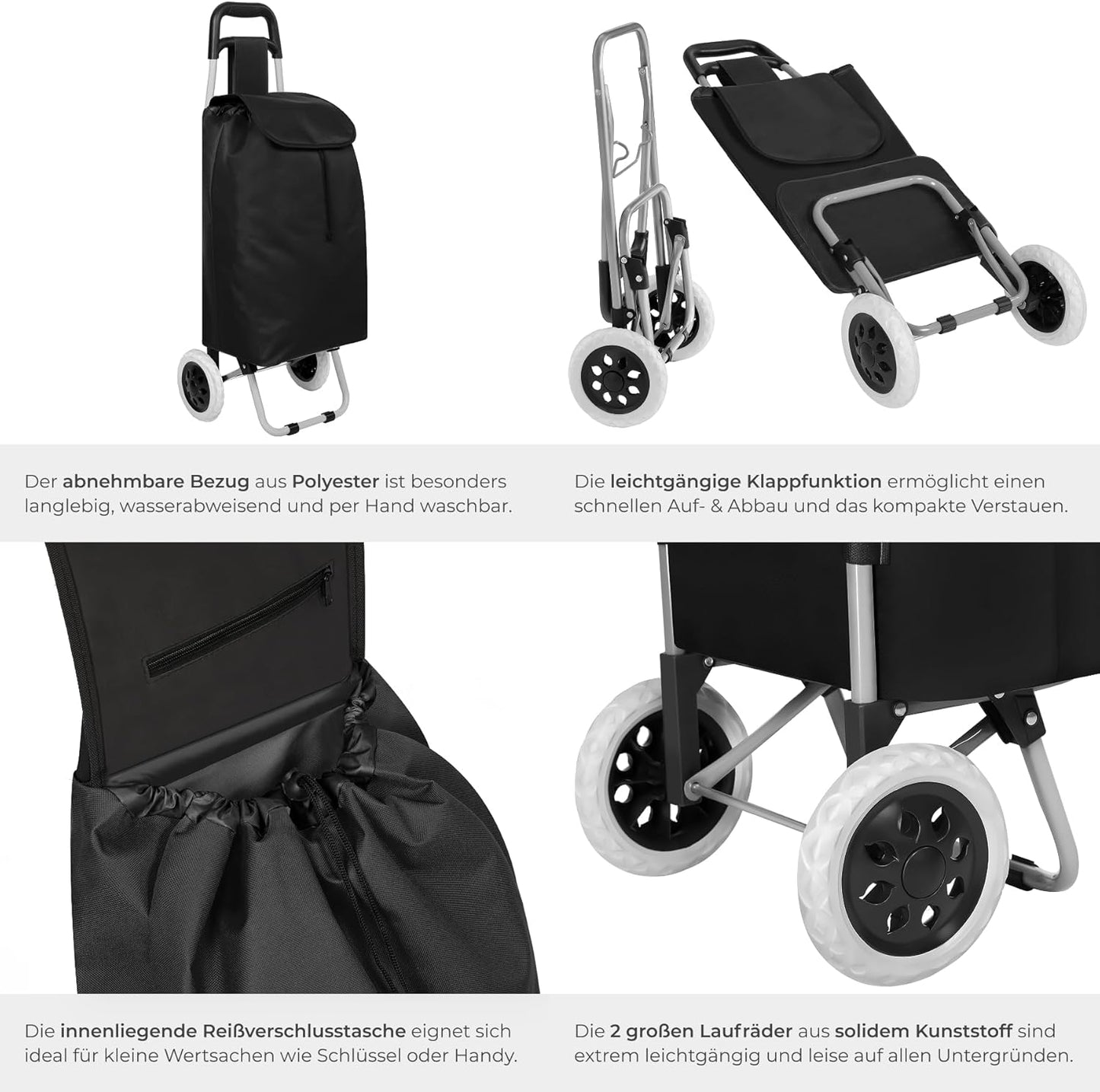 Klappbarer Einkaufstrolley, 38 Liter Volumen