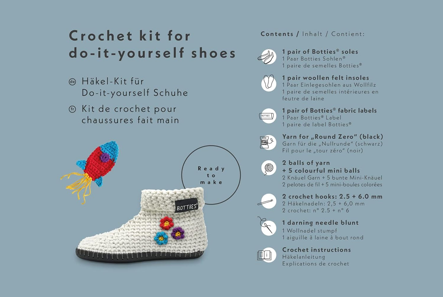 DIY Häkel-Schuhset für Kinder, Grösse 26-27, 26-27 Weiß/Bunt