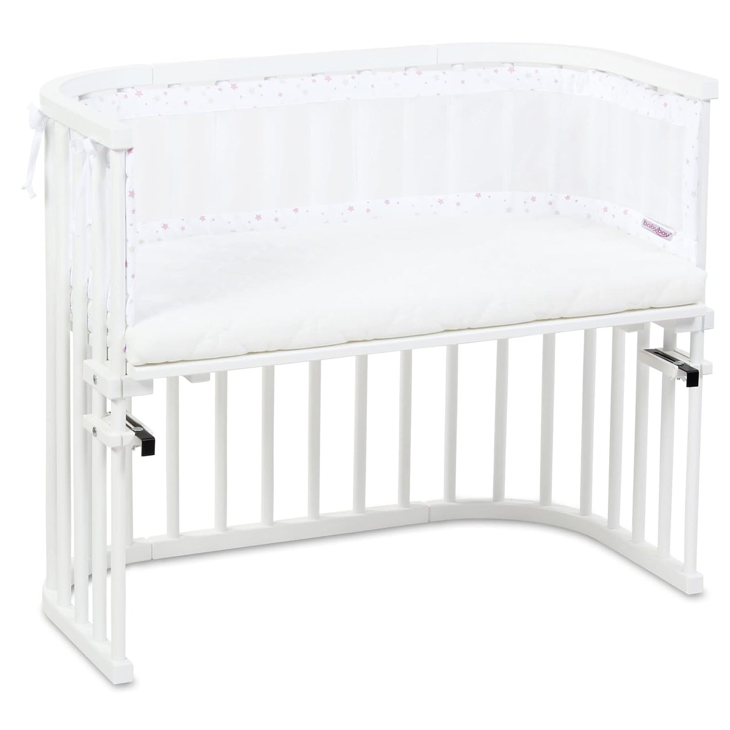 Nestchen Bettumrandung für Beistellbett, Weiss Sternemix Sand/Beere ; für Modell Maxi, Boxspring, Comfort Plus