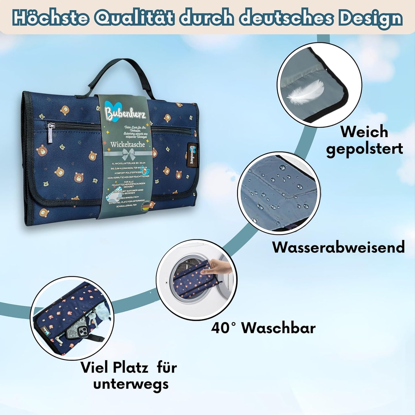 Wickelunterlage mit Windeltasche, BROWNBEAR
