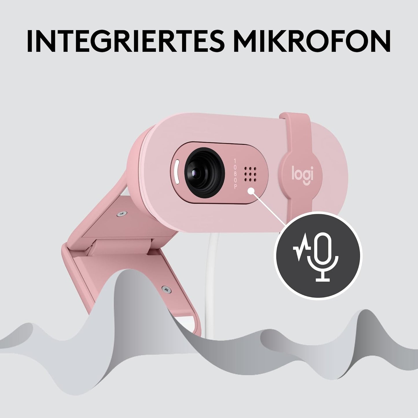 Brio 100 Full HD-Webcam mit Mikrofon und Abdeckblende, Rosa Brio 100