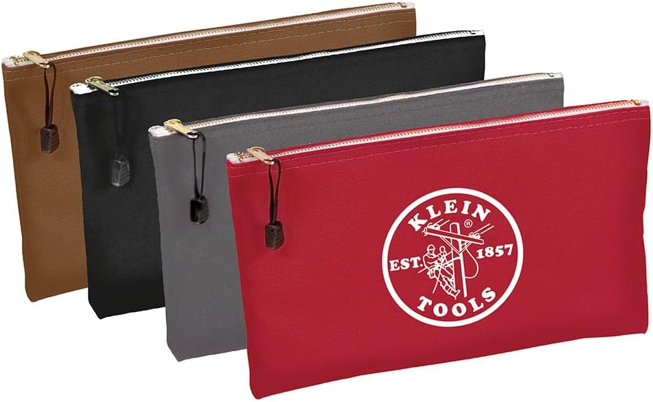 4er-Set Werkzeugtaschen mit Reissverschluss, Red, Gray, Black, Brown 4-Pack