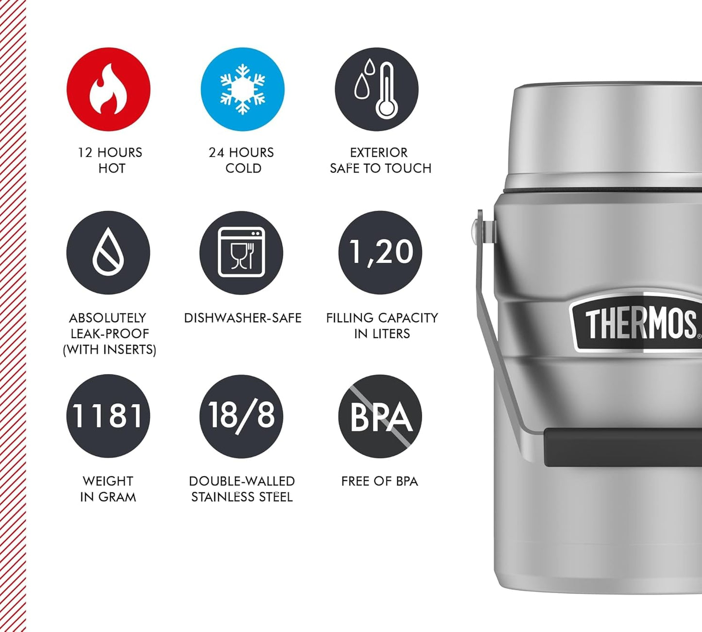 Stainless King Thermobehälter, 1,20 l Stainless Steel Mat