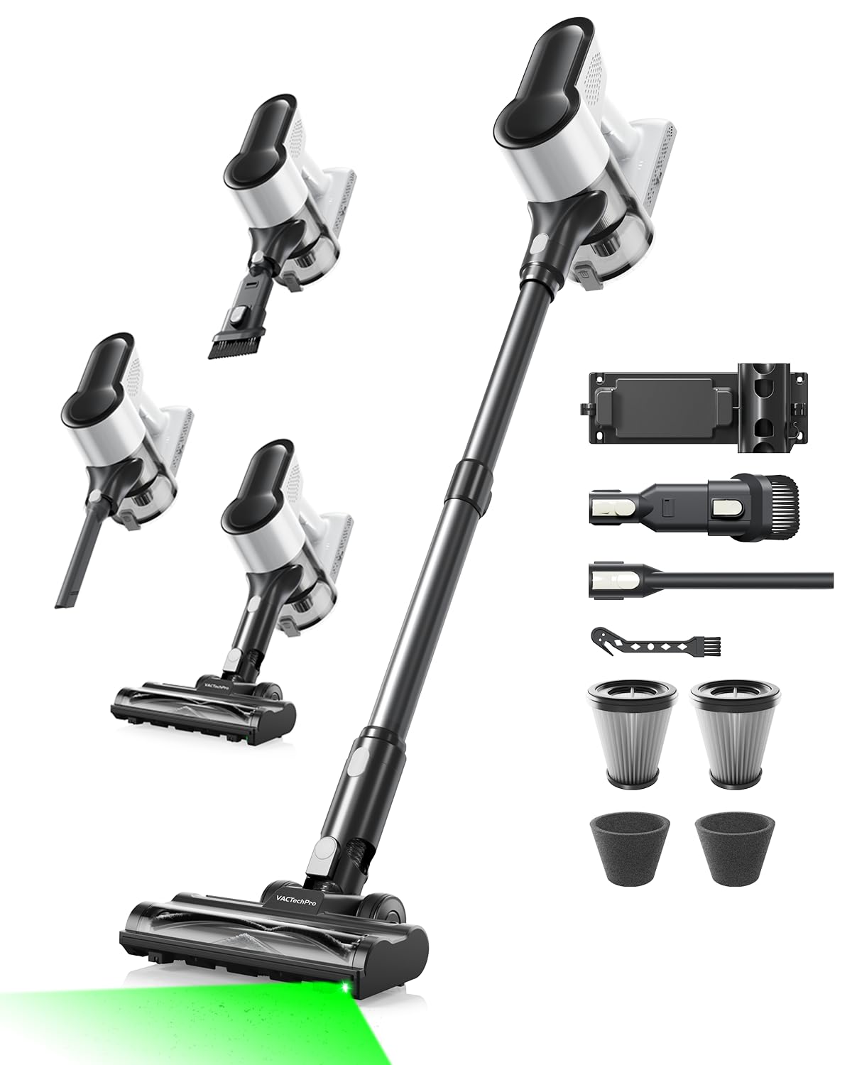 Akku-Staubsauger F02 Lite, 8-stufiges Filtersystem, Schwarz-weiss