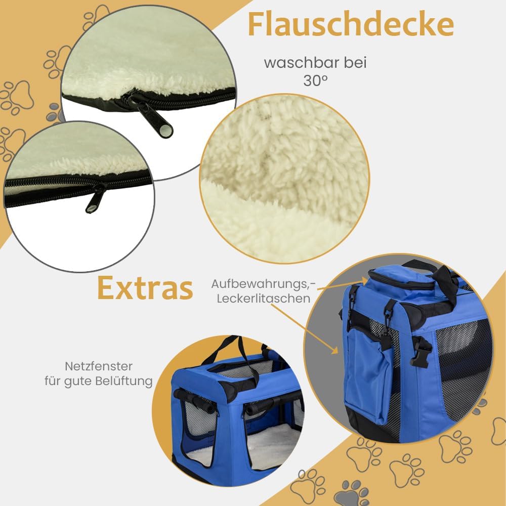 Faltbare Transportbox für Haustiere, L 60 x B 42 x H 45 cm Blau