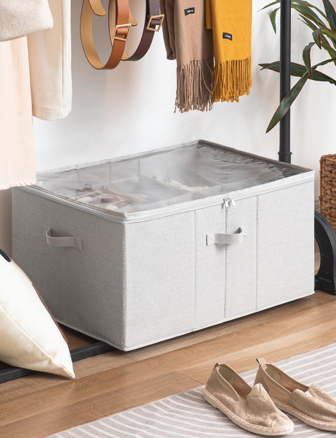 Schuh-Organizer für Schrank, extragrosse Aufbewahrungsbox, Grau Grau 64 x 43 x 32 cm