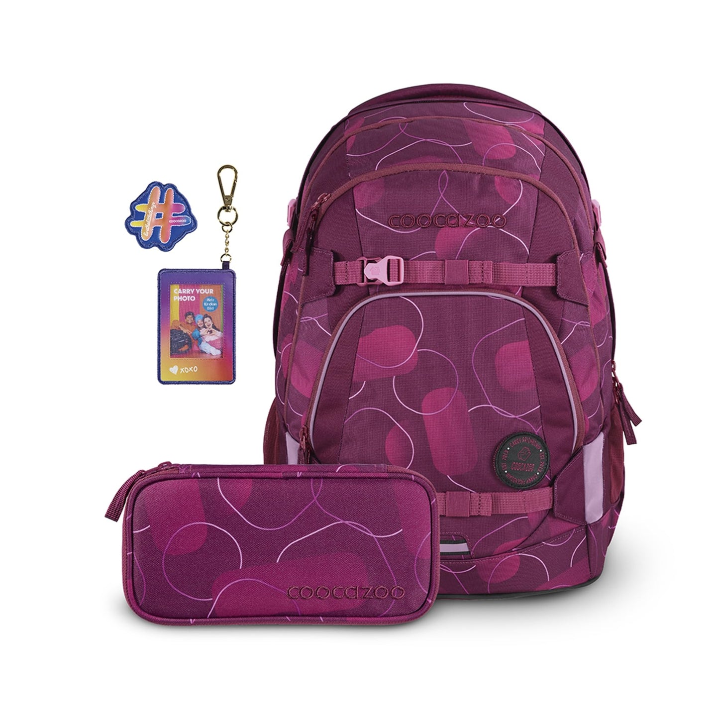 Ergonomisches Schulrucksack-Set Mate Berry Bubbles & Follow Me, 3-teilig, Berry Bubbles & Follow Me - Lila - Rosa