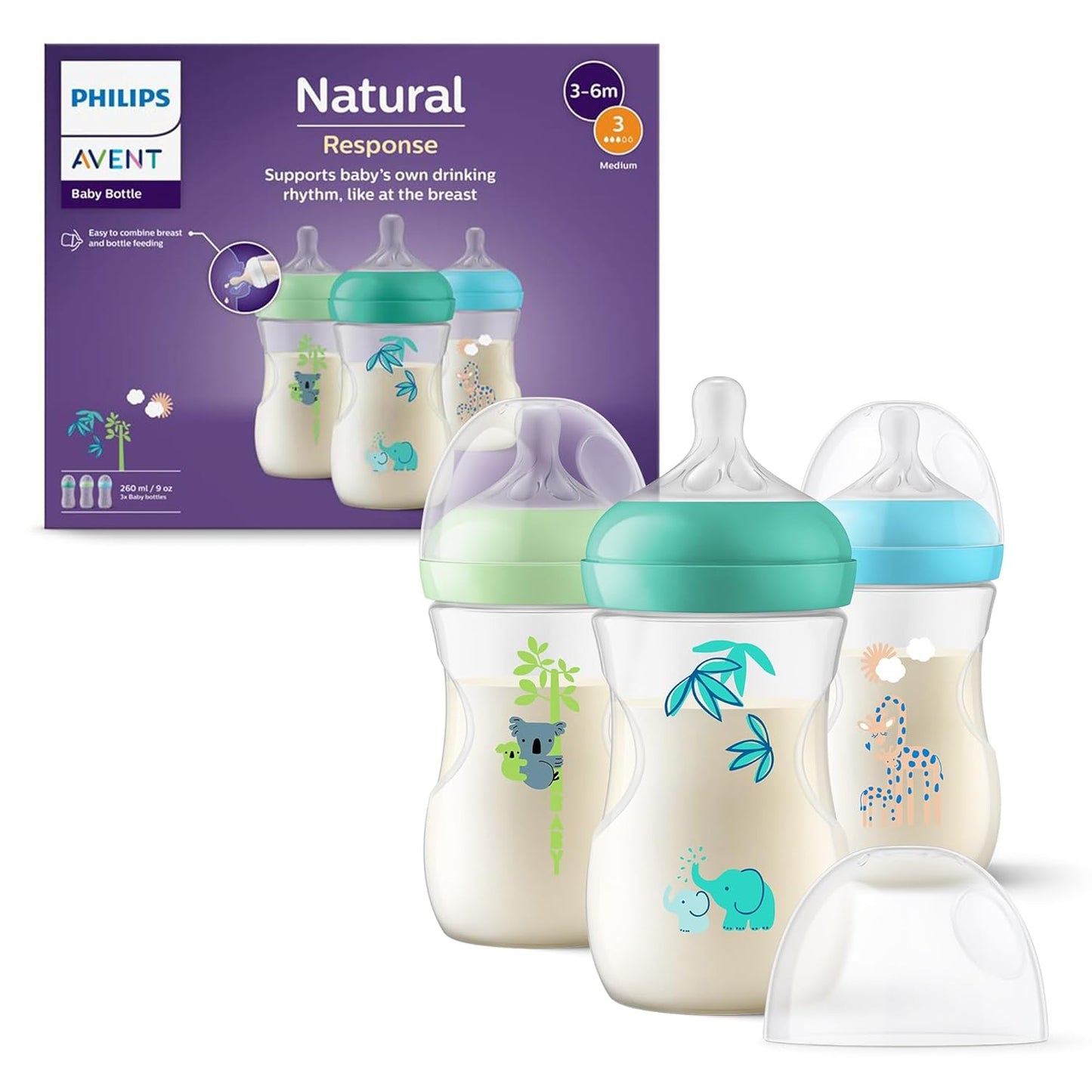 Natural Response Babyfläschchen-Set, Grün 1 stück (3er Pack)