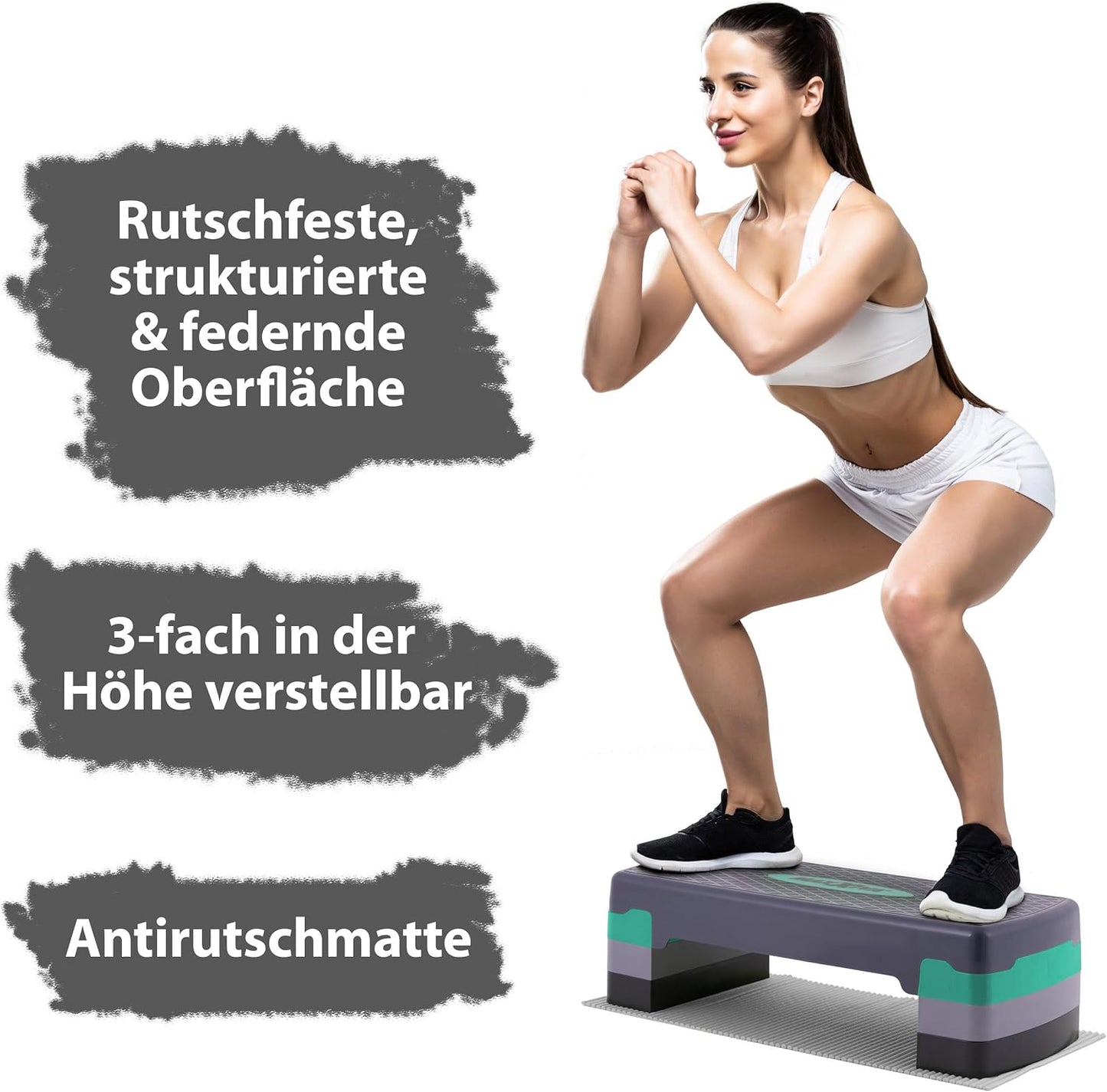 Aerobic-Fitness-Steppbrett, höhenverstellbar, türkis