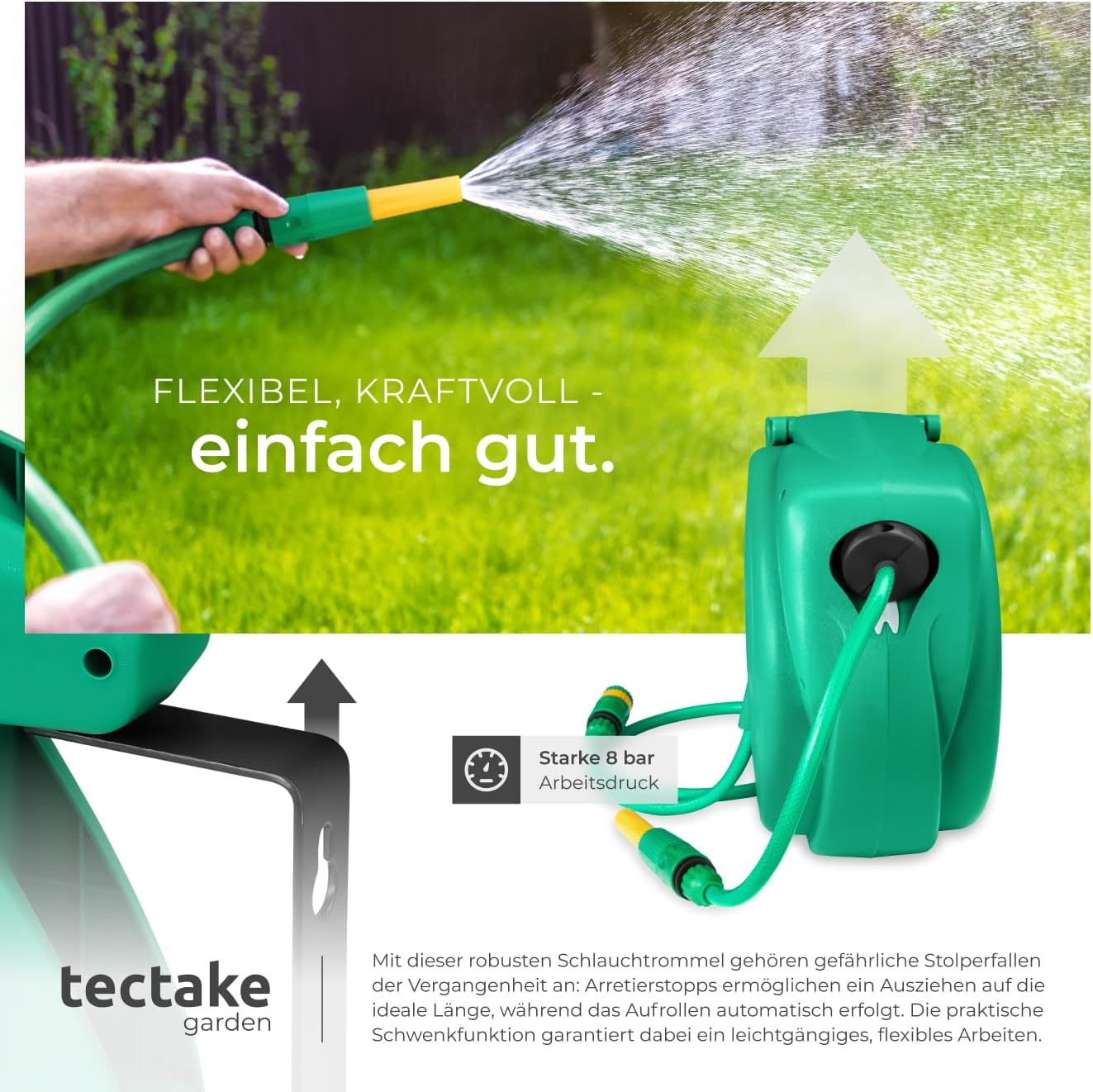 Schlauchtrommel zur Wandmontage mit Einzugsautomatik, Nr. 402761, 10 M | Nr. 402761