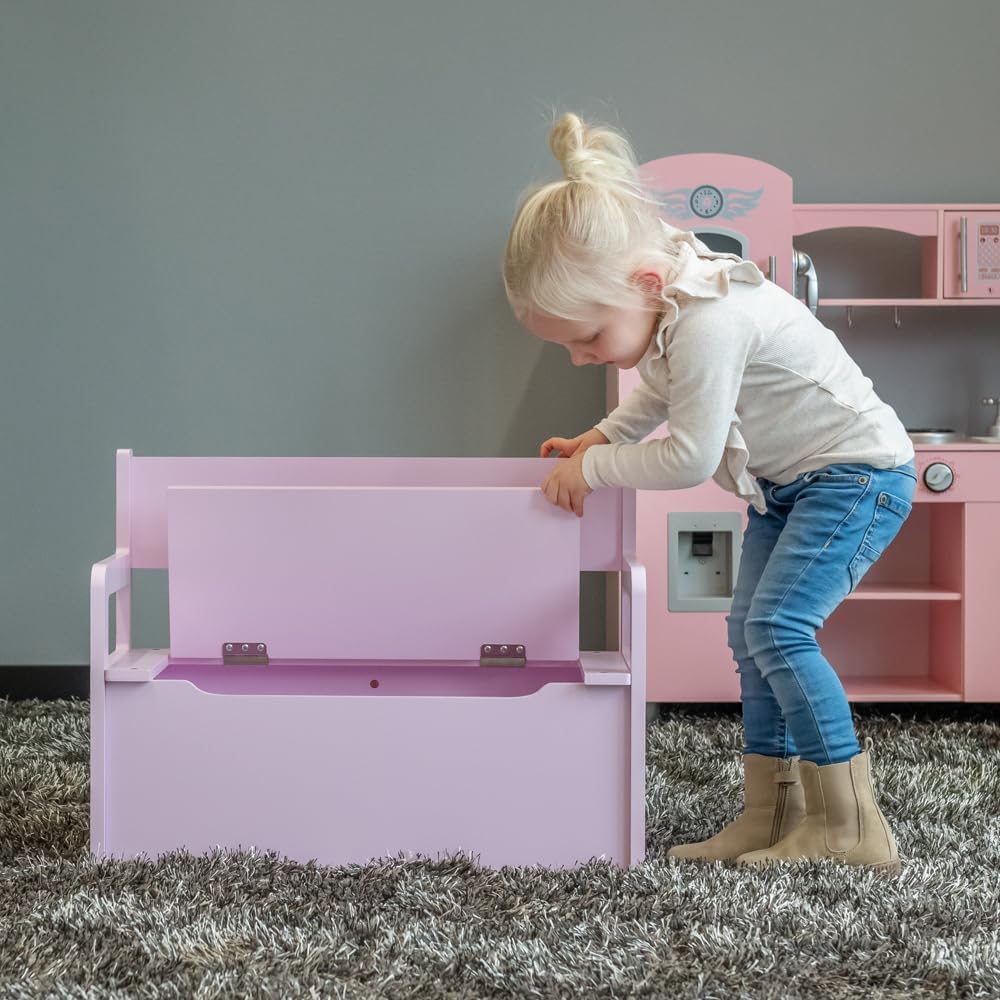 Kindersitzbank mit Aufbewahrungskiste, Rosa