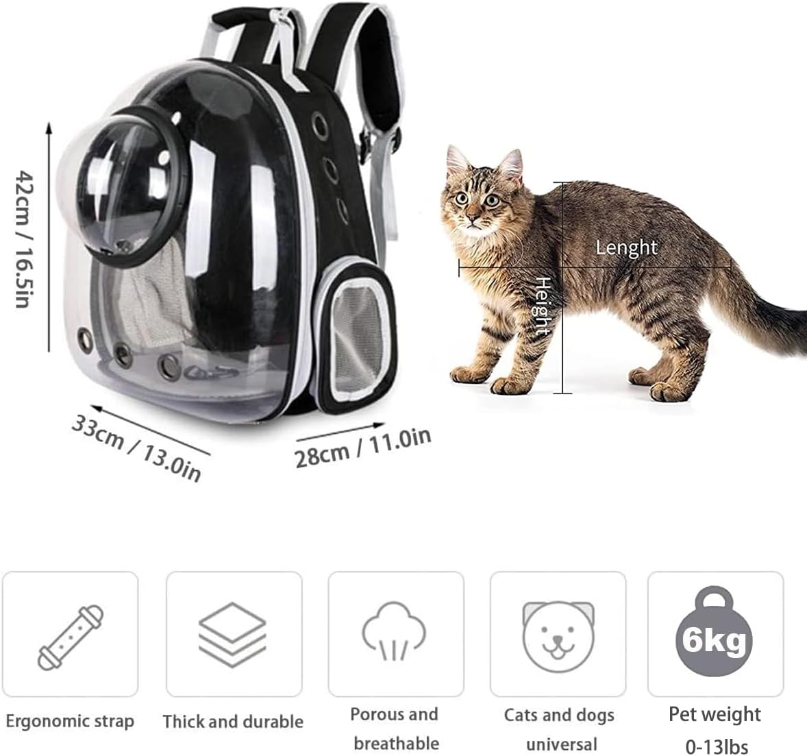 Tier-Raumkapsel-Rucksack, Grau