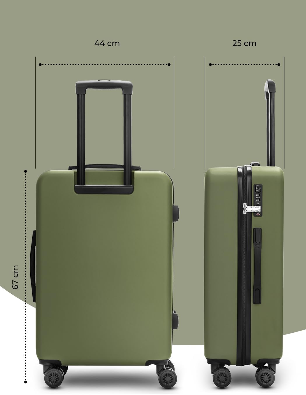 Mittelgrosser Hartschalen-Trolley mit TSA-Schloss, Olive Koffer M (67 cm)