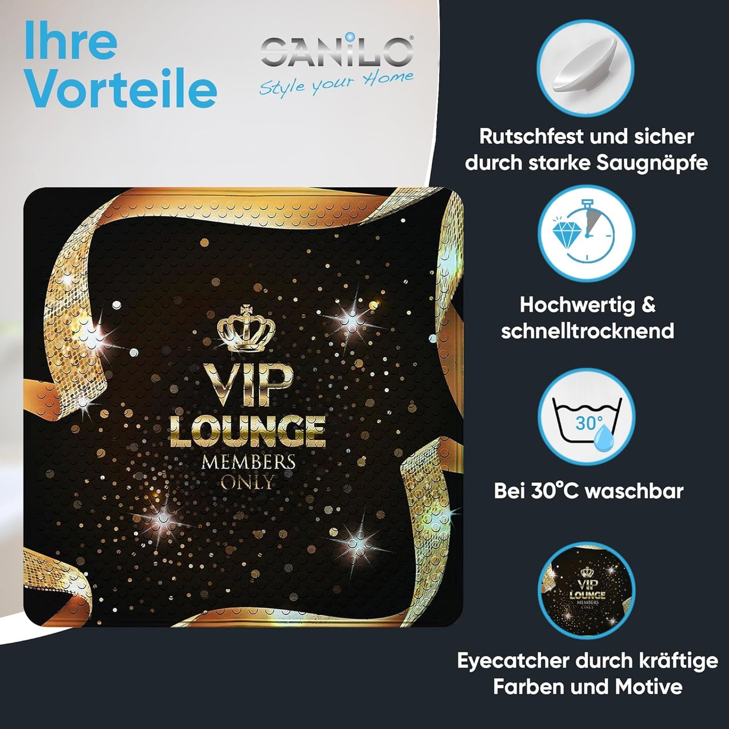 Antirutsch-Badematte, maschinenwaschbar, Vip Lounge, Vip Lounge
