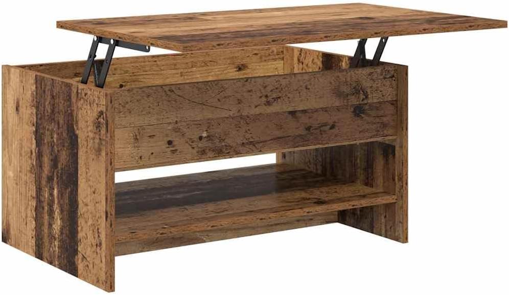 Moderner Couchtisch mit klappbarem Deckel, Altholz 80 x 50.5 x 41.5 cm
