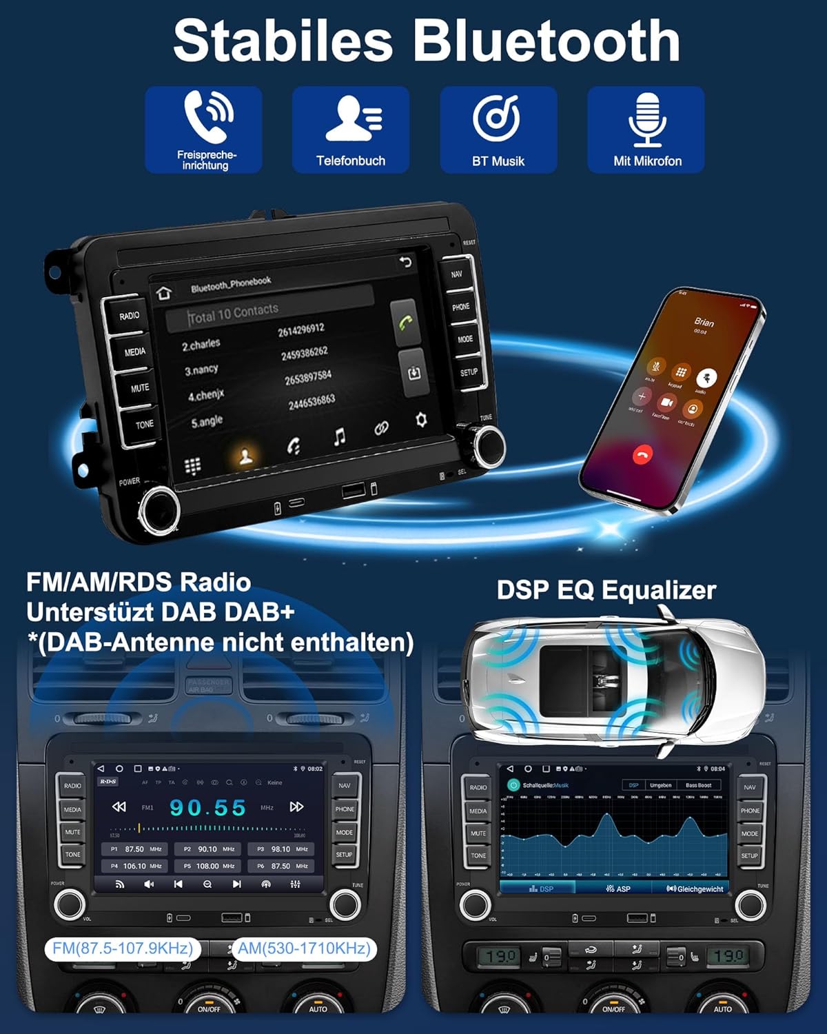 Bluetooth Autoradio mit Navi und 7 Zoll Bildschirm