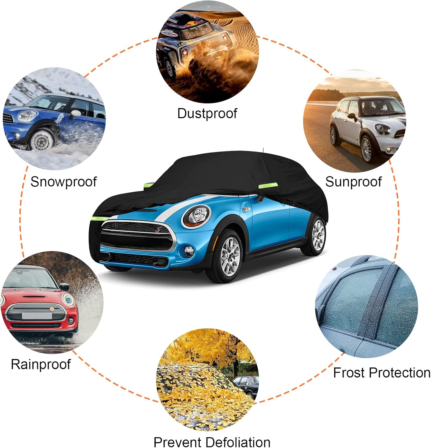Autoabdeckung für Mini Cooper (Baujahre 2000-2024), Schwarz Massgeschneidert für Mini Cooper 3 Türen 2000–2024