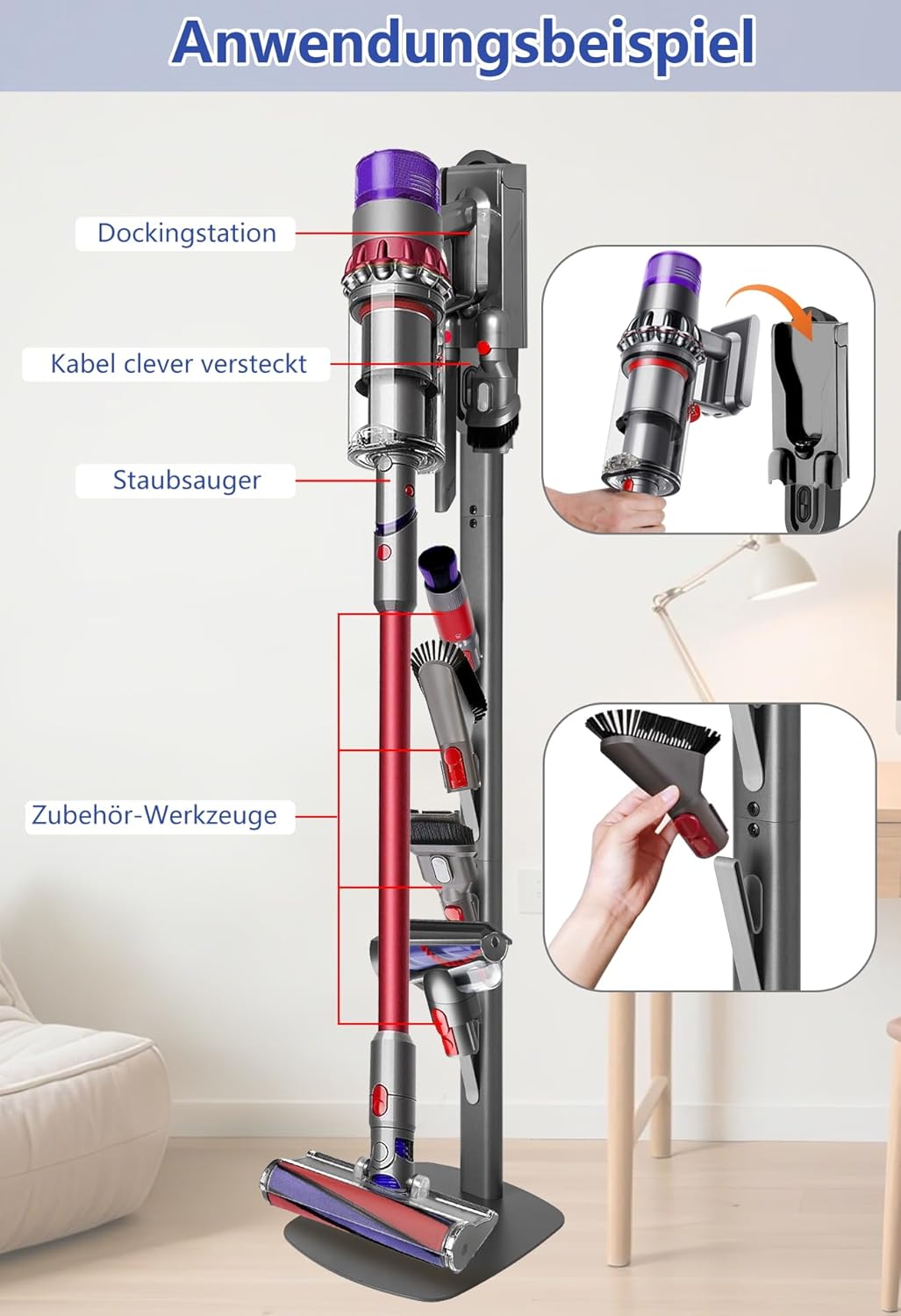 Staubsauger-Ständer für Dyson, Dunkelgrau