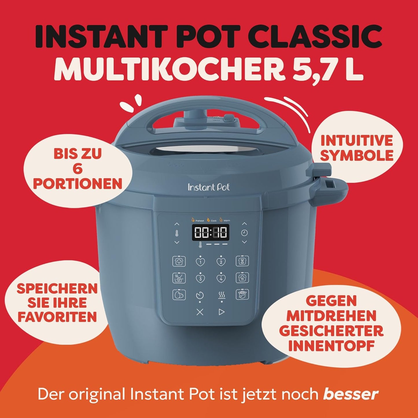 7in1 Smart Cooker Multikocher, Blau Tagtraum 5.7 Liter Standard
