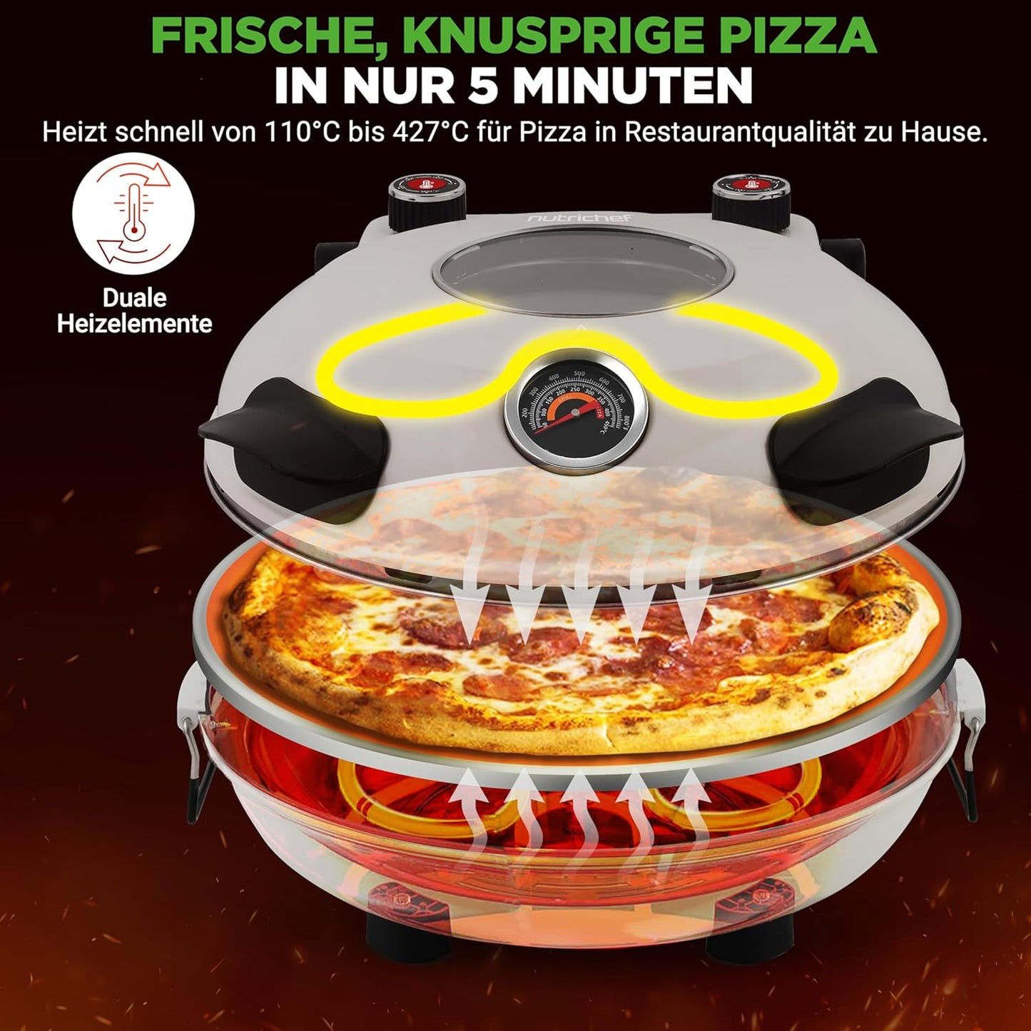 Pizzaofen mit Pizzastein, White