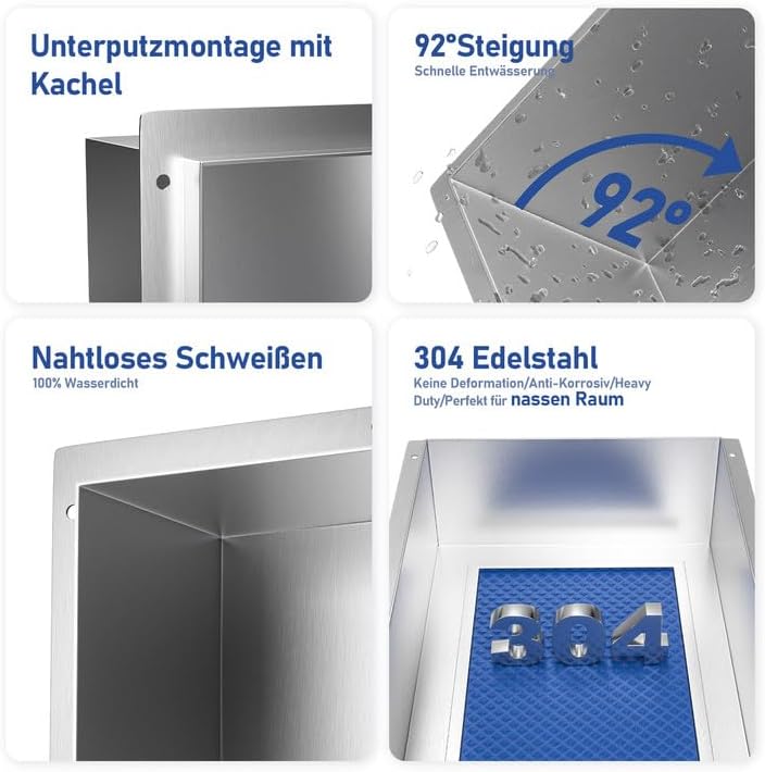 Duschnische mit Doppelregalen, Silber