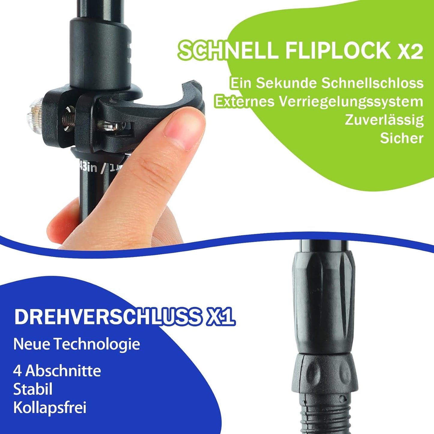 2er-Set Wanderstöcke, Schwarz