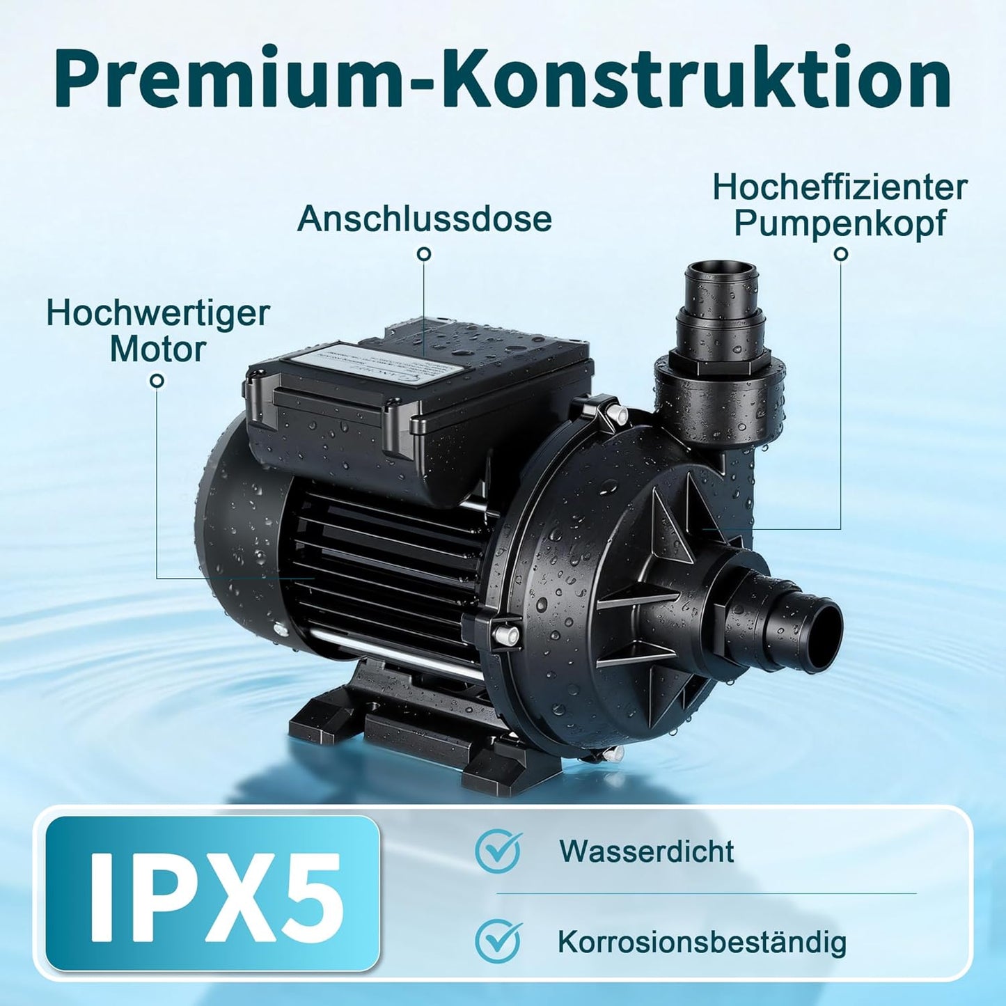 Poolpumpe mit Thermoschutz, Tiefschwarz