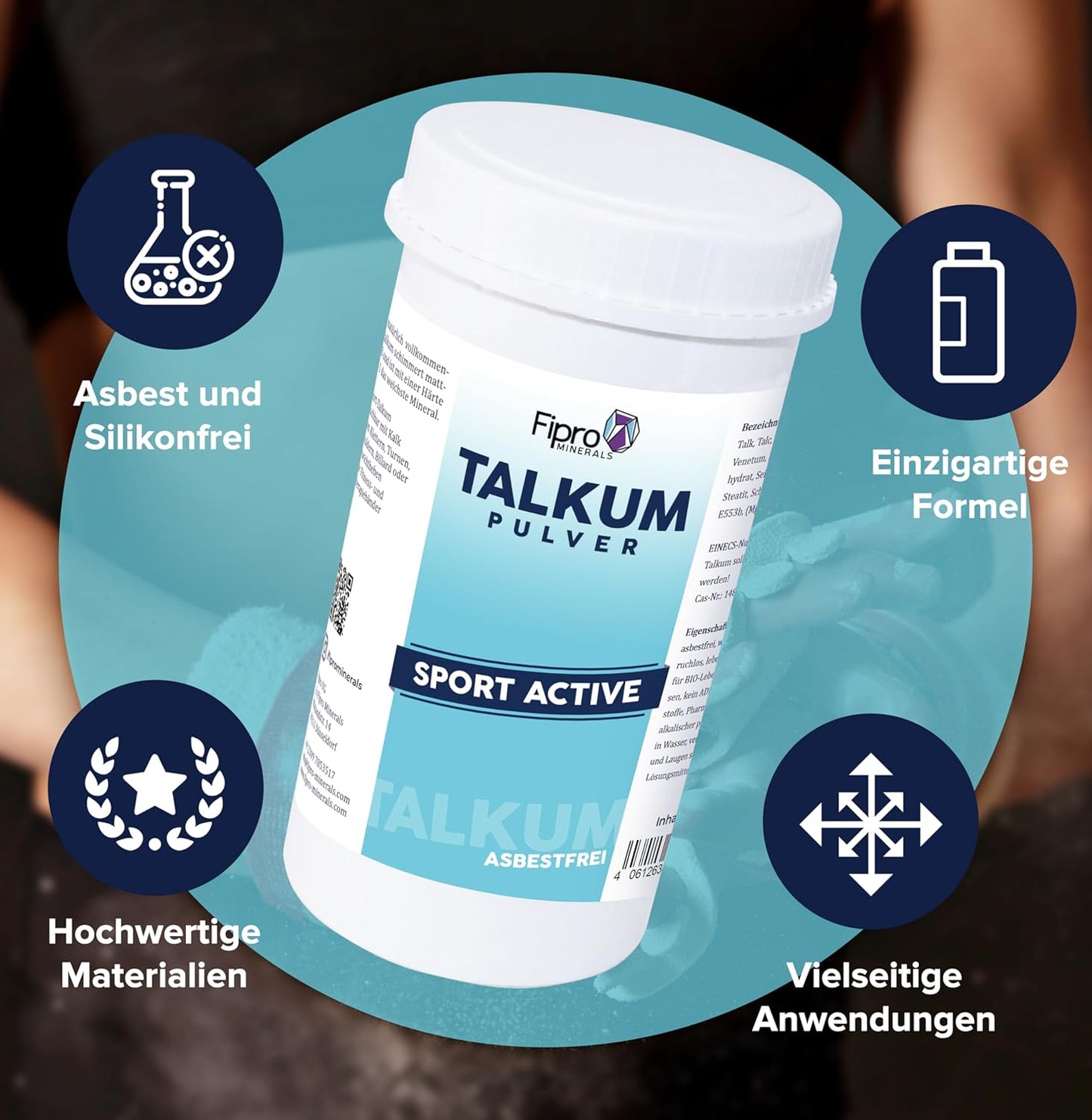 Asbestfreies Sporttalkum-Pulver, 4 x 300 g, 4