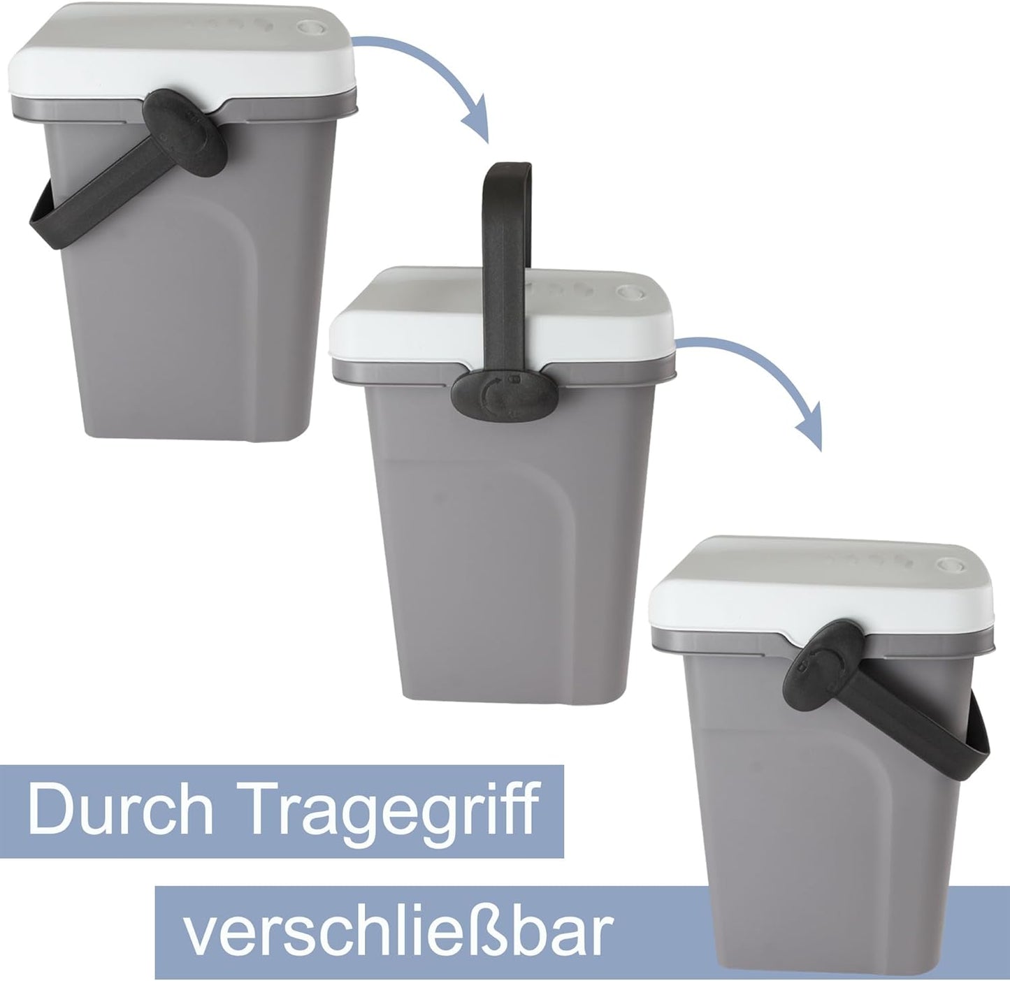 Geruchsdichter Windeleimer 7L für Küche und Biomüll, Weiss 1