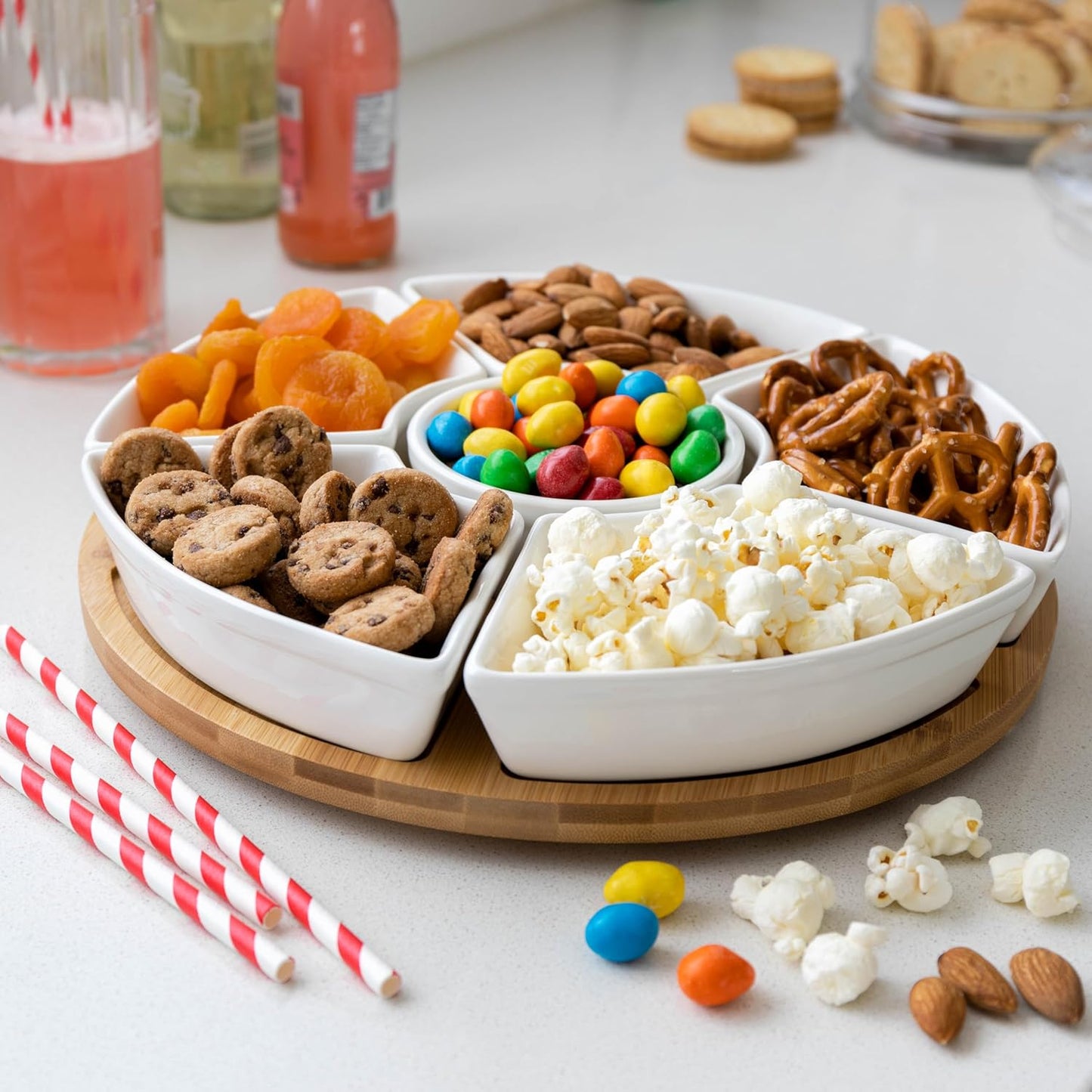 Drehbarer Snackteller mit Keramikschalen, 26 cm