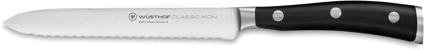 Classic Ikon Aufschnittmesser, 14 cm Gemüsemesser mit Wellenschliff
