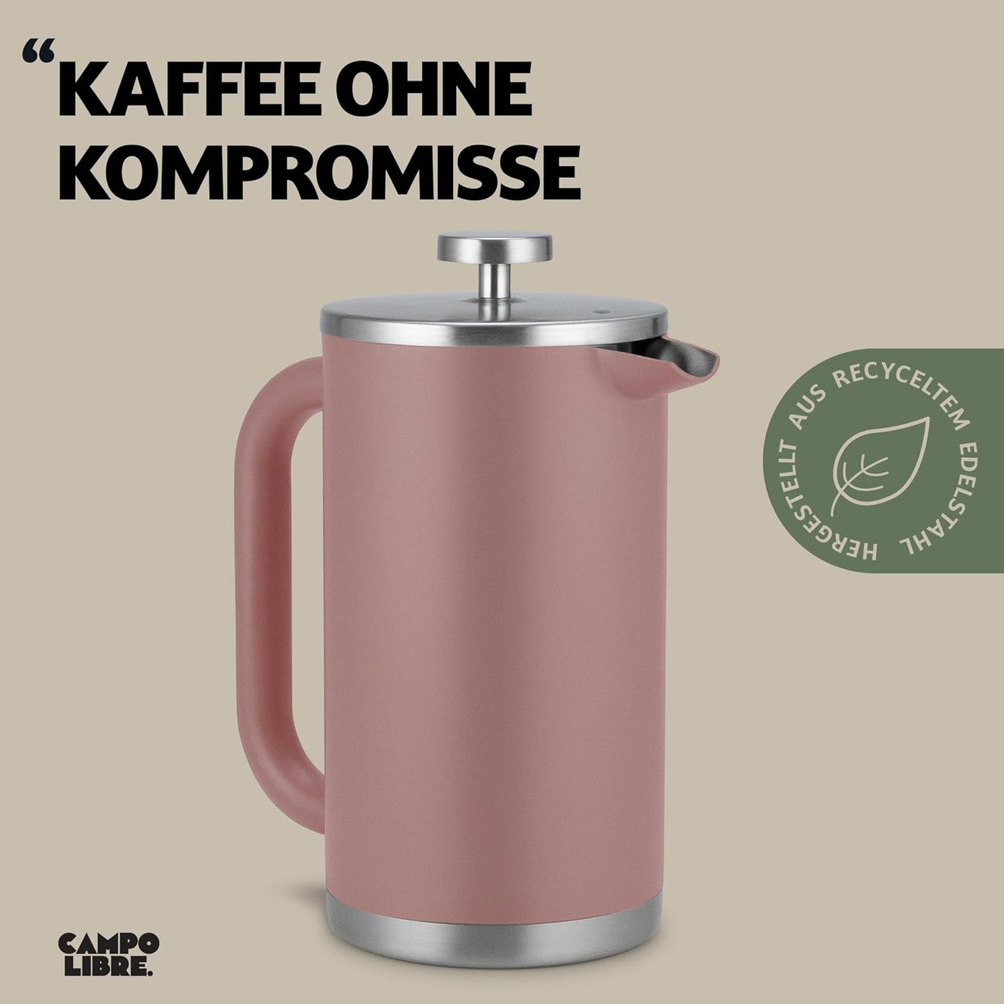 French Press GIORGIO, 1000ml Misty Pink