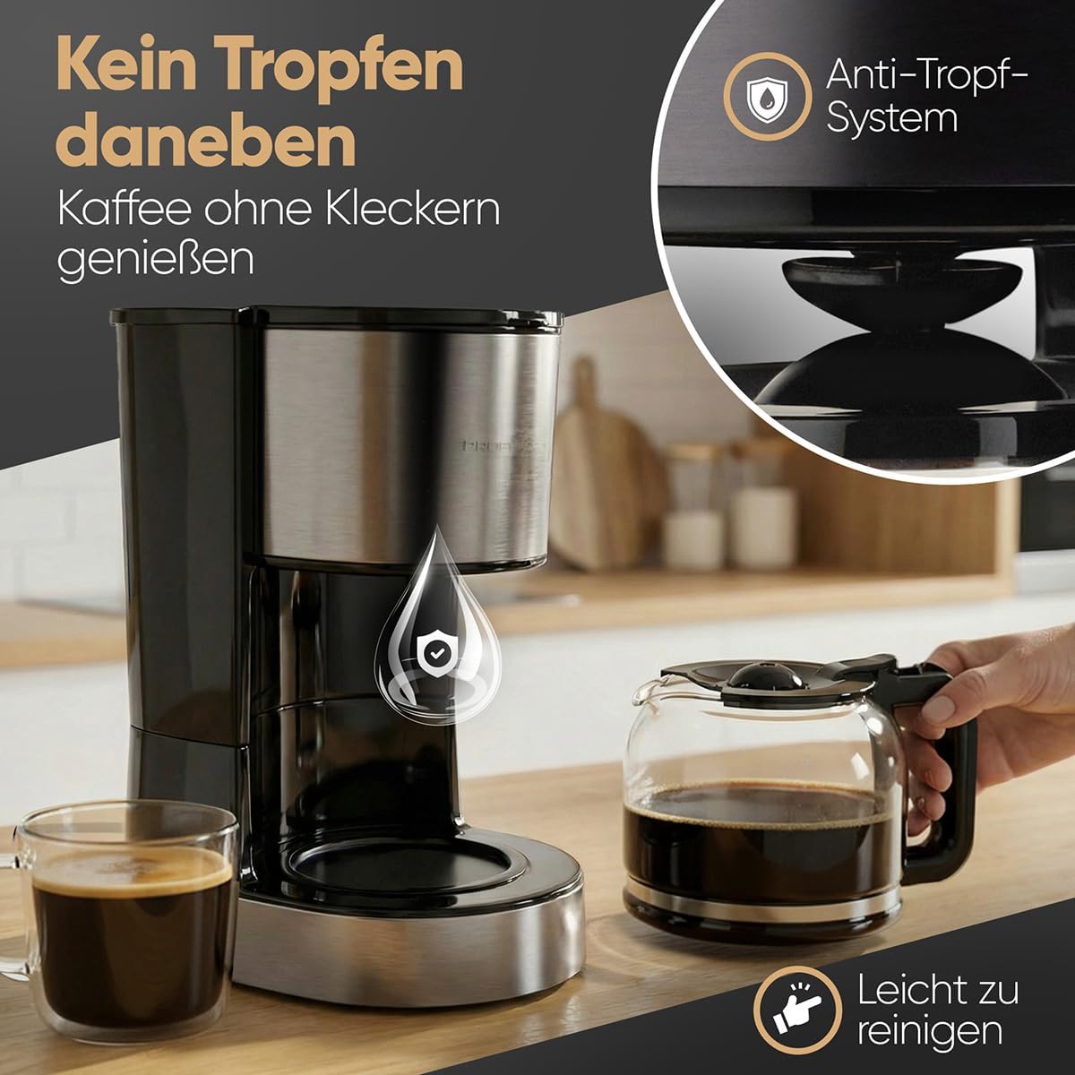 Filterkaffeemaschine mit Glaskanne, 12-14 Tassen